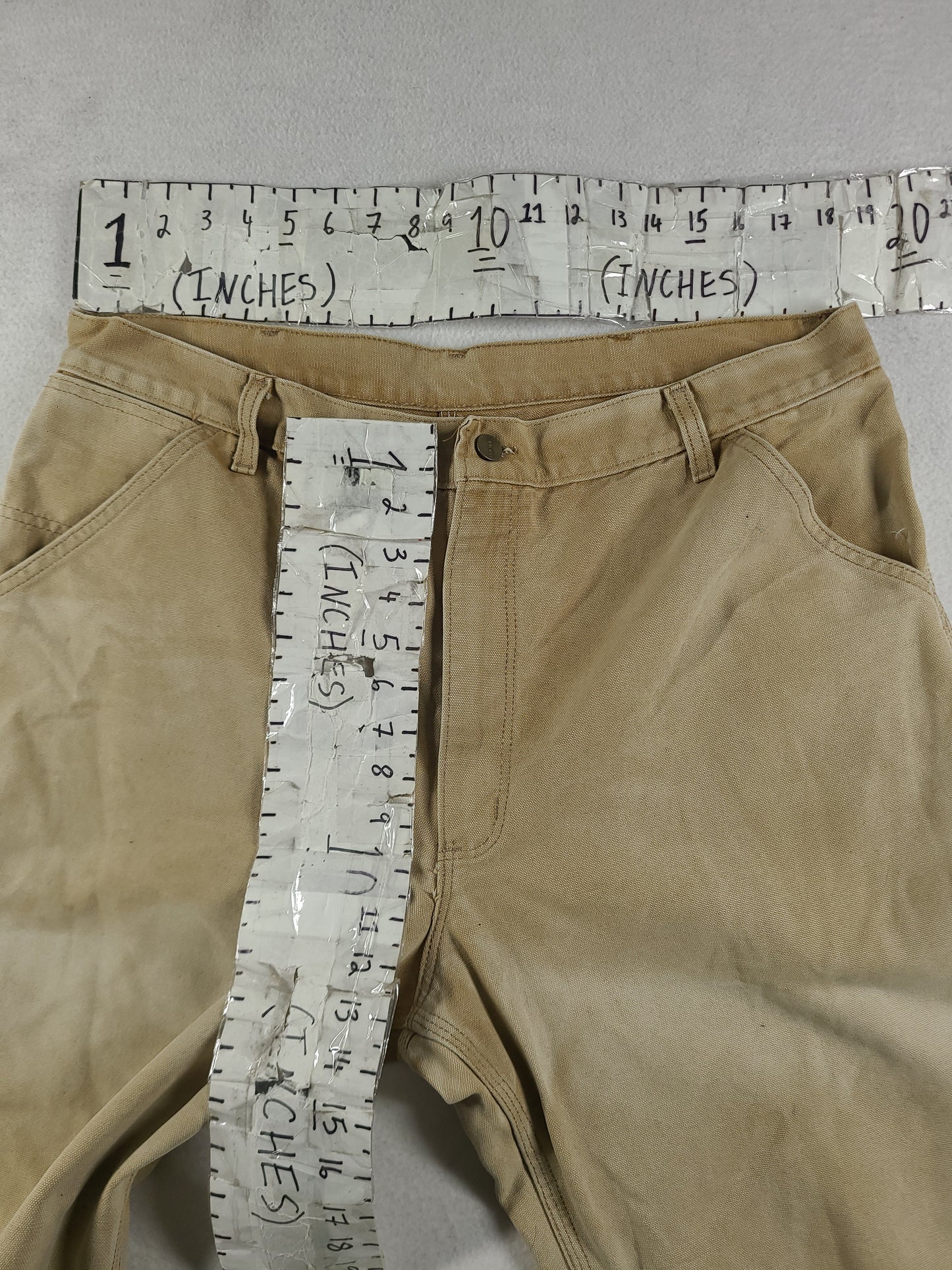 Carhartt Pants Workwear Beige Size 36 Adult Mens Denim Zip Fly