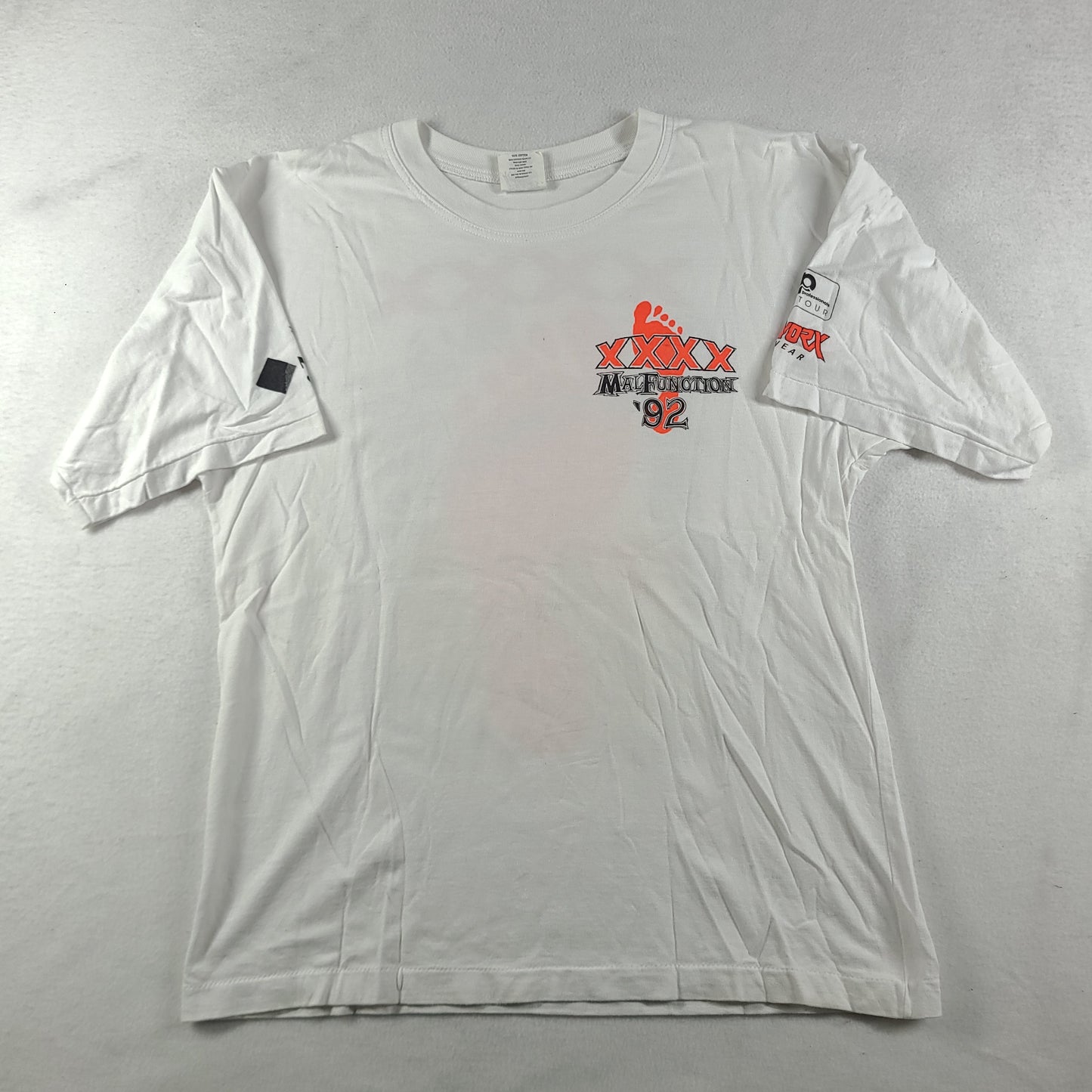 Vintage 1992 Malfunction Shirt Size L Surf White Gold Coast Adult Mens Tee