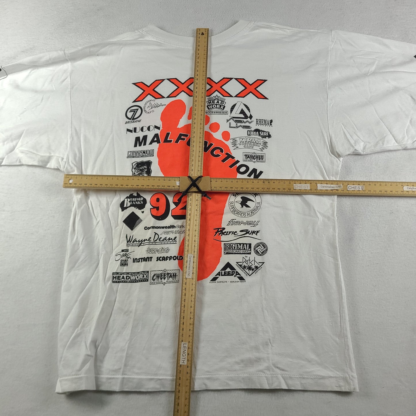 Vintage 1992 Malfunction Shirt Size L Surf White Gold Coast Adult Mens Tee
