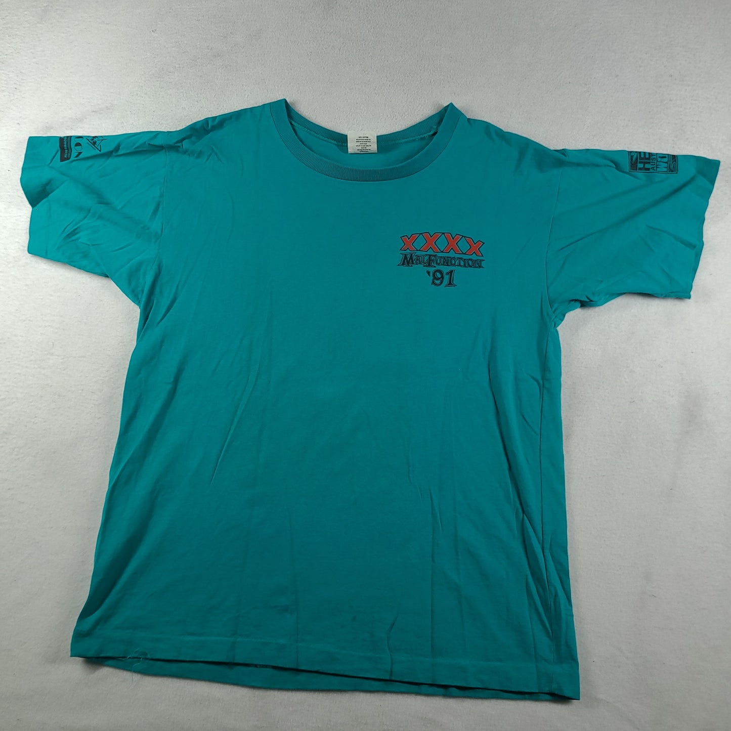 Vintage 1991 Malfunction Shirt XL Green Tee Surfing Australia Logo Graphic Adult