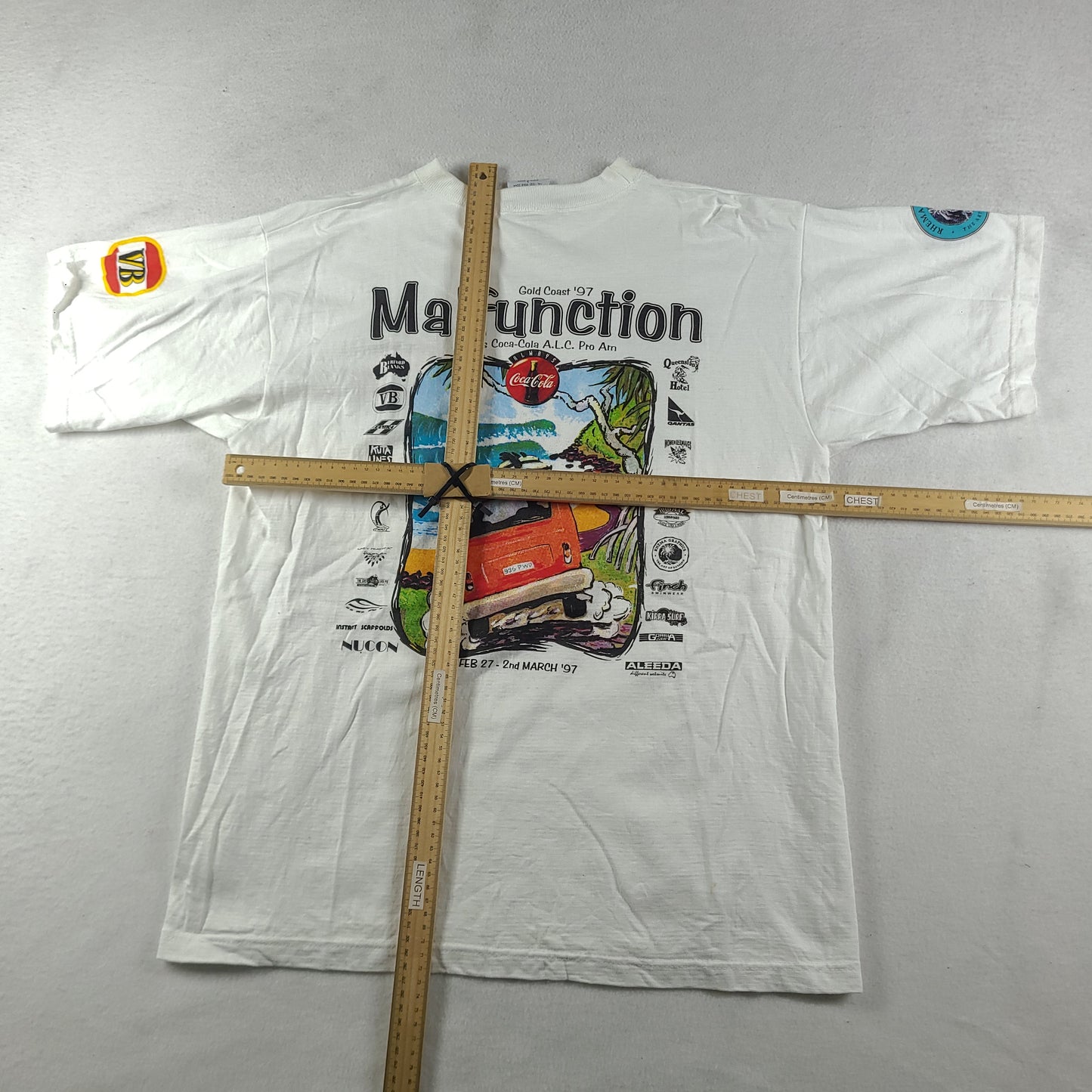 Vintage 1997 Malfunction Shirt Gold Coast Surf Competition Size L White Adult