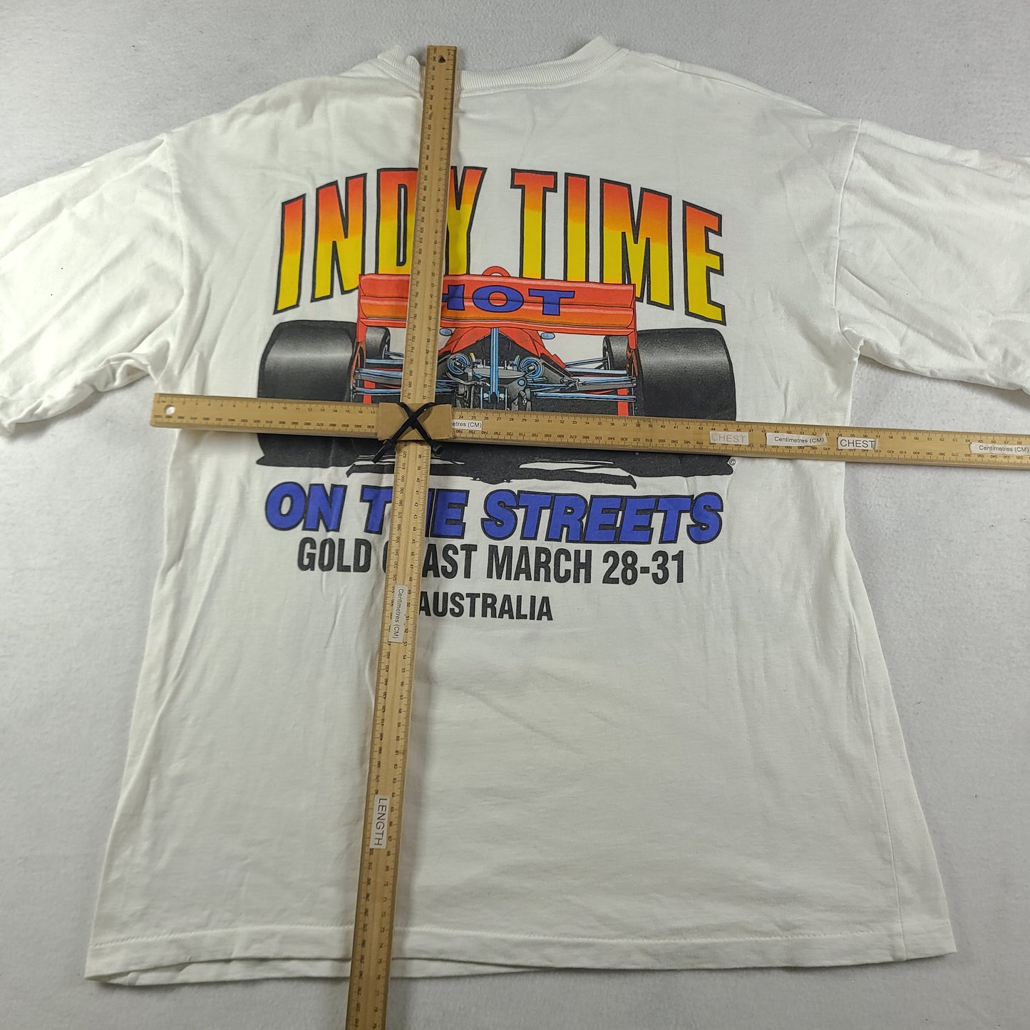 Vintage 1996 Indy Car Shirt White Size 2XL Adult Casual Tee Racing Made in Australia