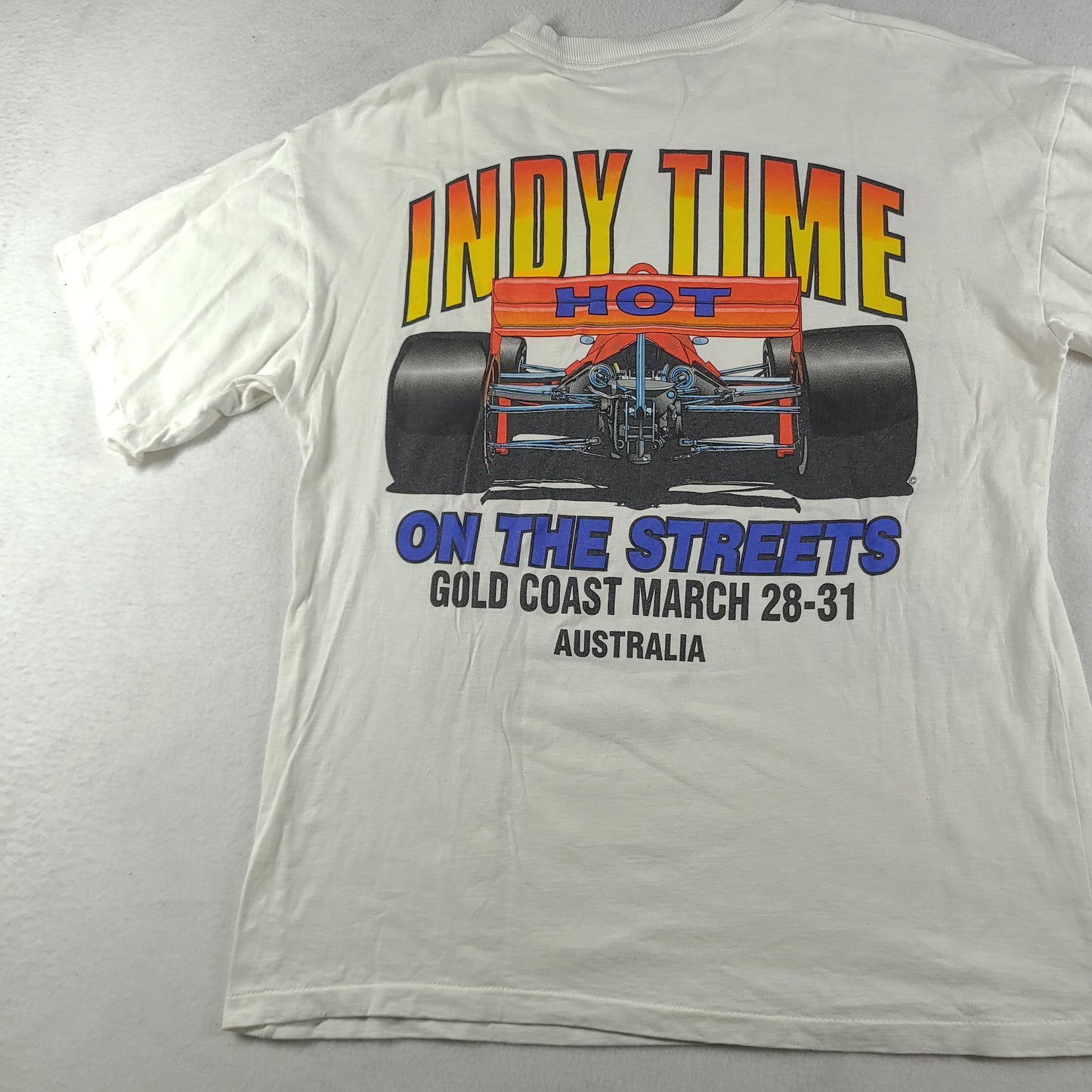 Vintage 1996 Indy Car Shirt White Size 2XL Adult Casual Tee Racing Made in Australia