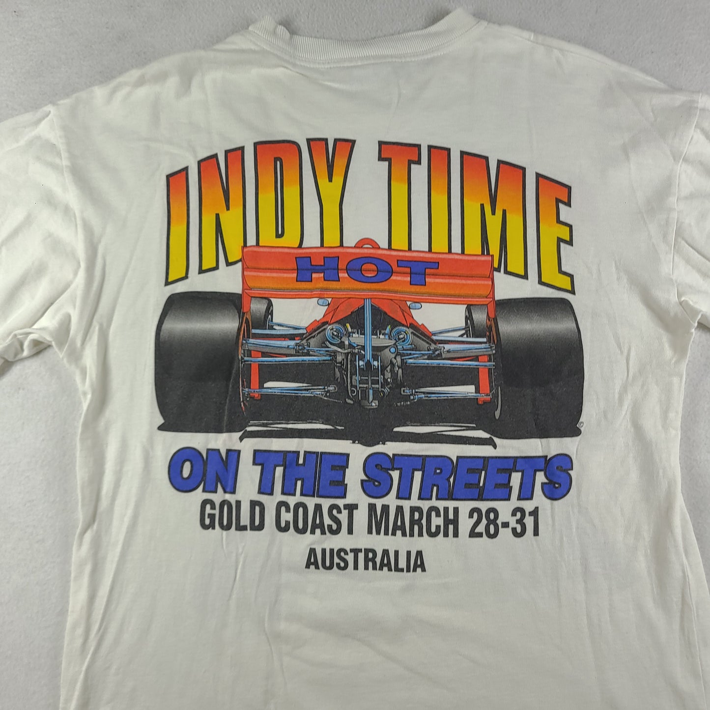 Vintage 1996 Indy Car Shirt White Size 2XL Adult Casual Tee Racing Made in Australia