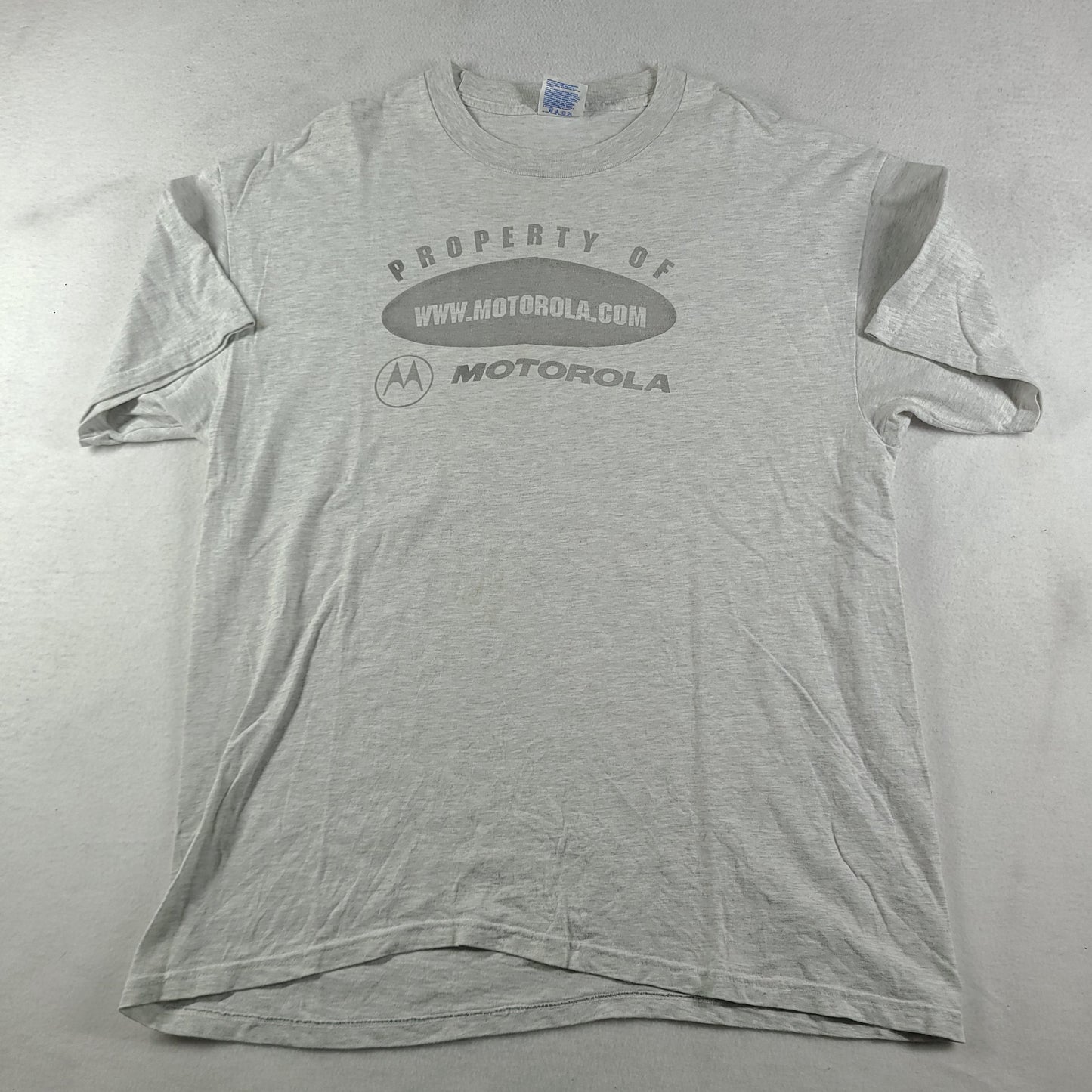 Vintage Motorola Shirt Size XL Grey Short Sleeve Graphic Tee Hanes Y2K Mobile Phone