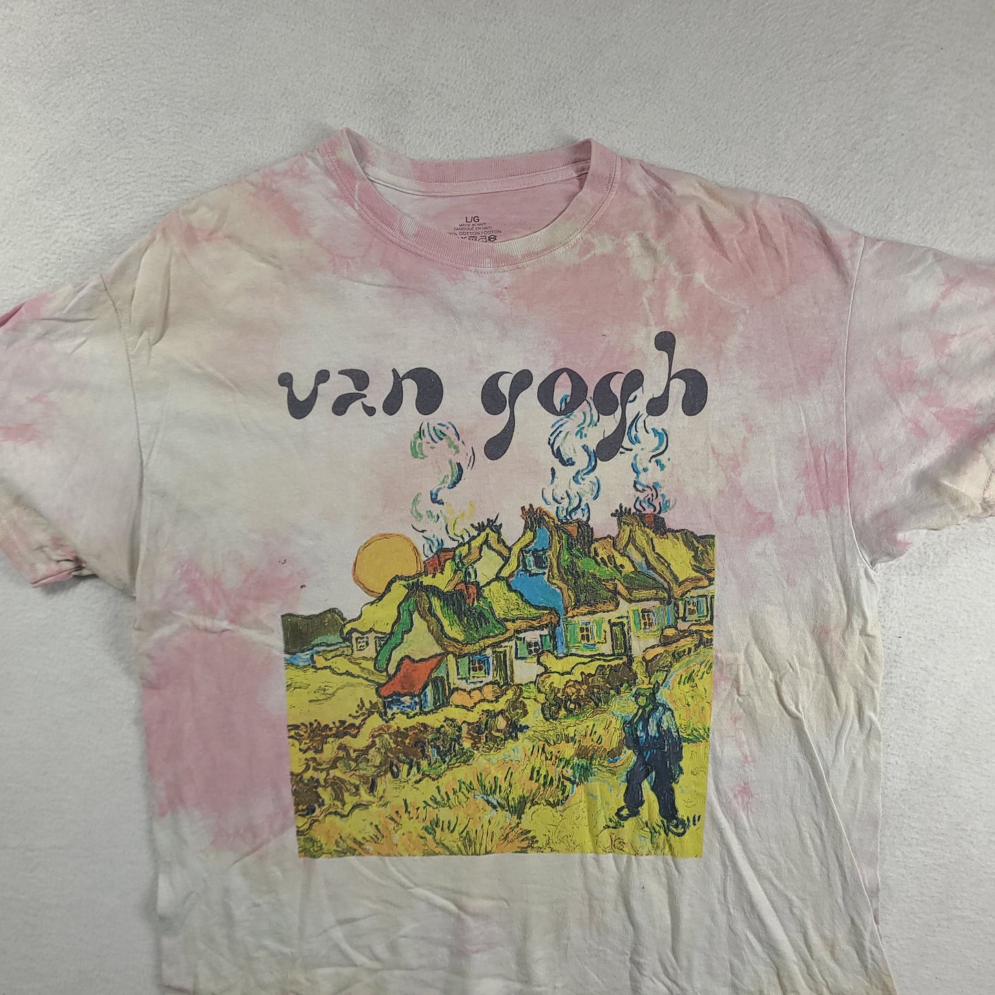 Van Gogh Shirt Size L Pink Fine Art Artist Short Sleeve Graphic Tee