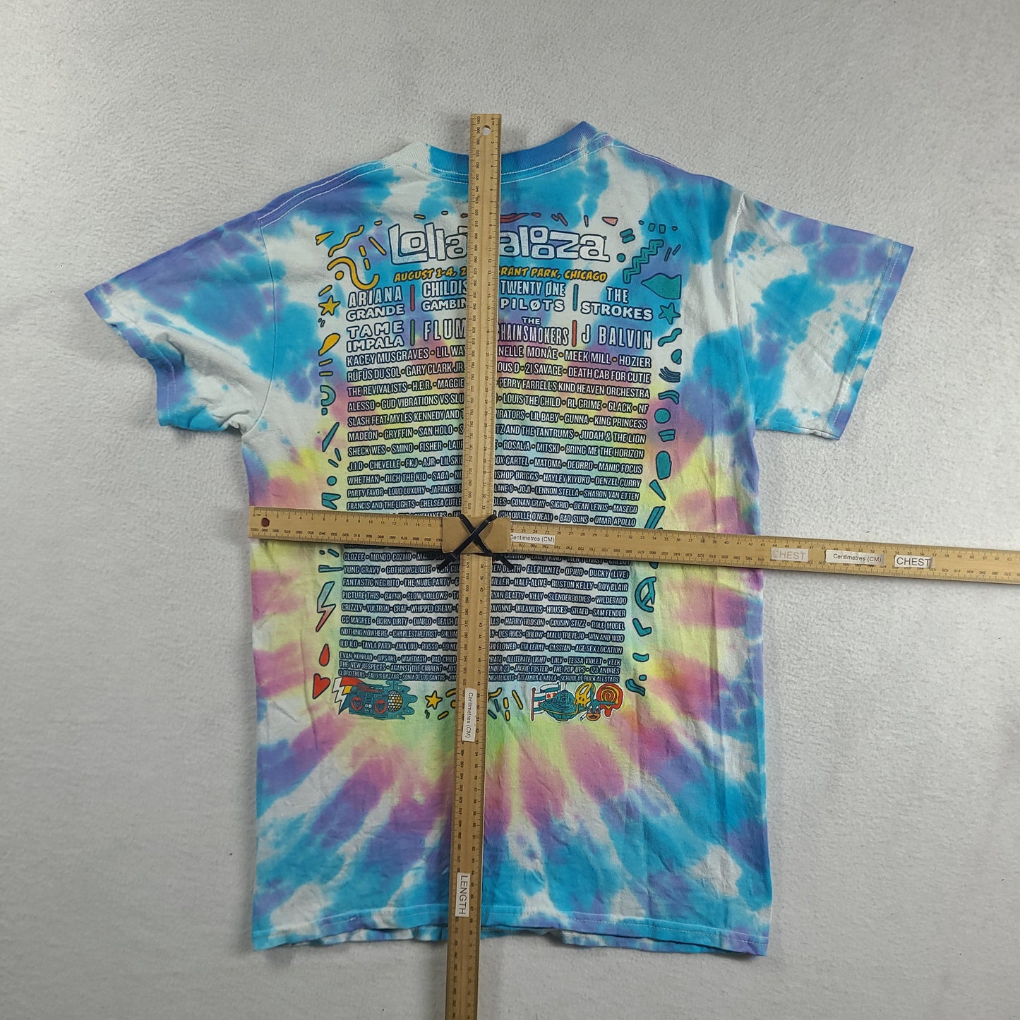 Lollapalooza Shirt Size S Festival Blue 2019 Chicago Ariana Grande Childish Gambino Flume