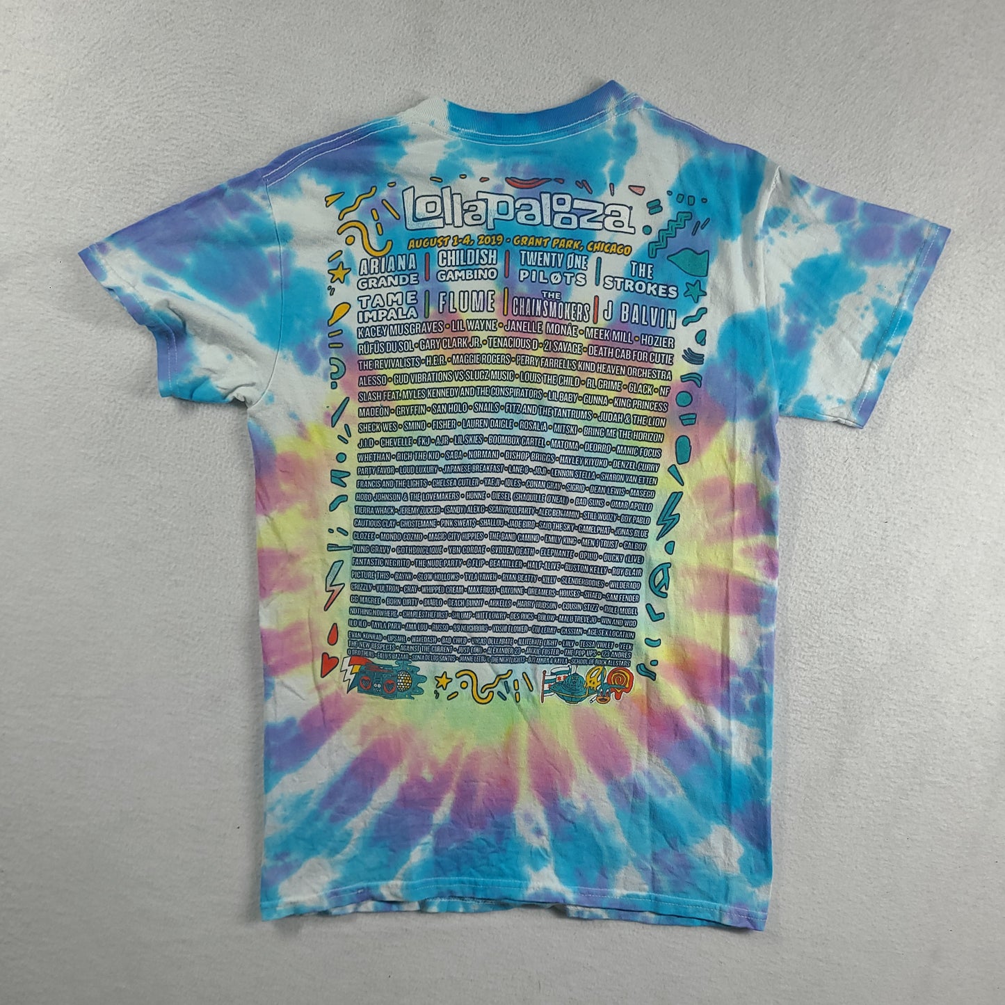 Lollapalooza Shirt Size S Festival Blue 2019 Chicago Ariana Grande Childish Gambino Flume