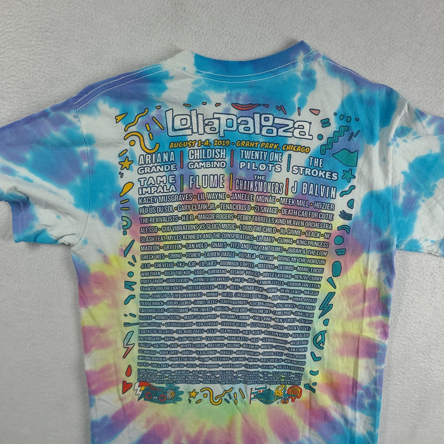 Lollapalooza Shirt Size S Festival Blue 2019 Chicago Ariana Grande Childish Gambino Flume