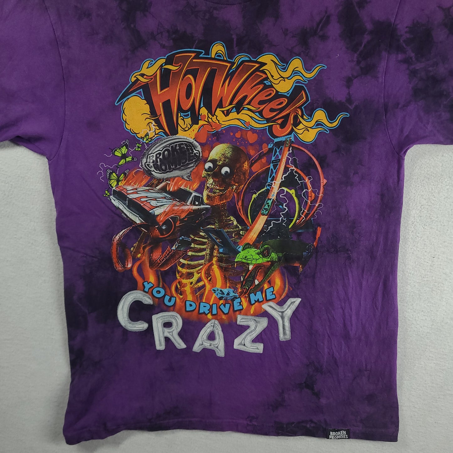Hot Wheels Shirt Broken Promises Purple Size M Cotton Graphic Tee Adult