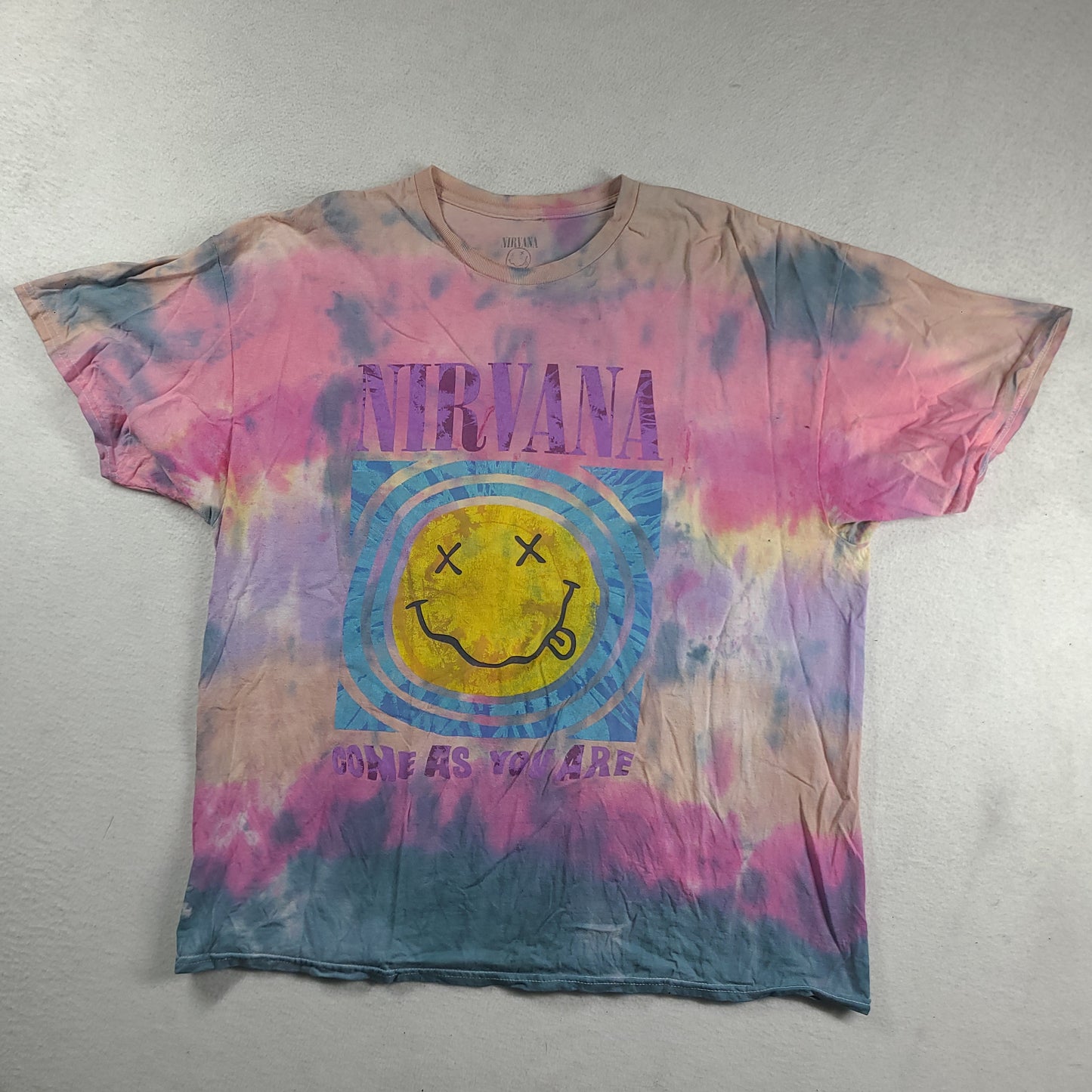 Nirvana Shirt Pink Size 2XL Come as You Are Graphic Tee Adult Casual Cotton