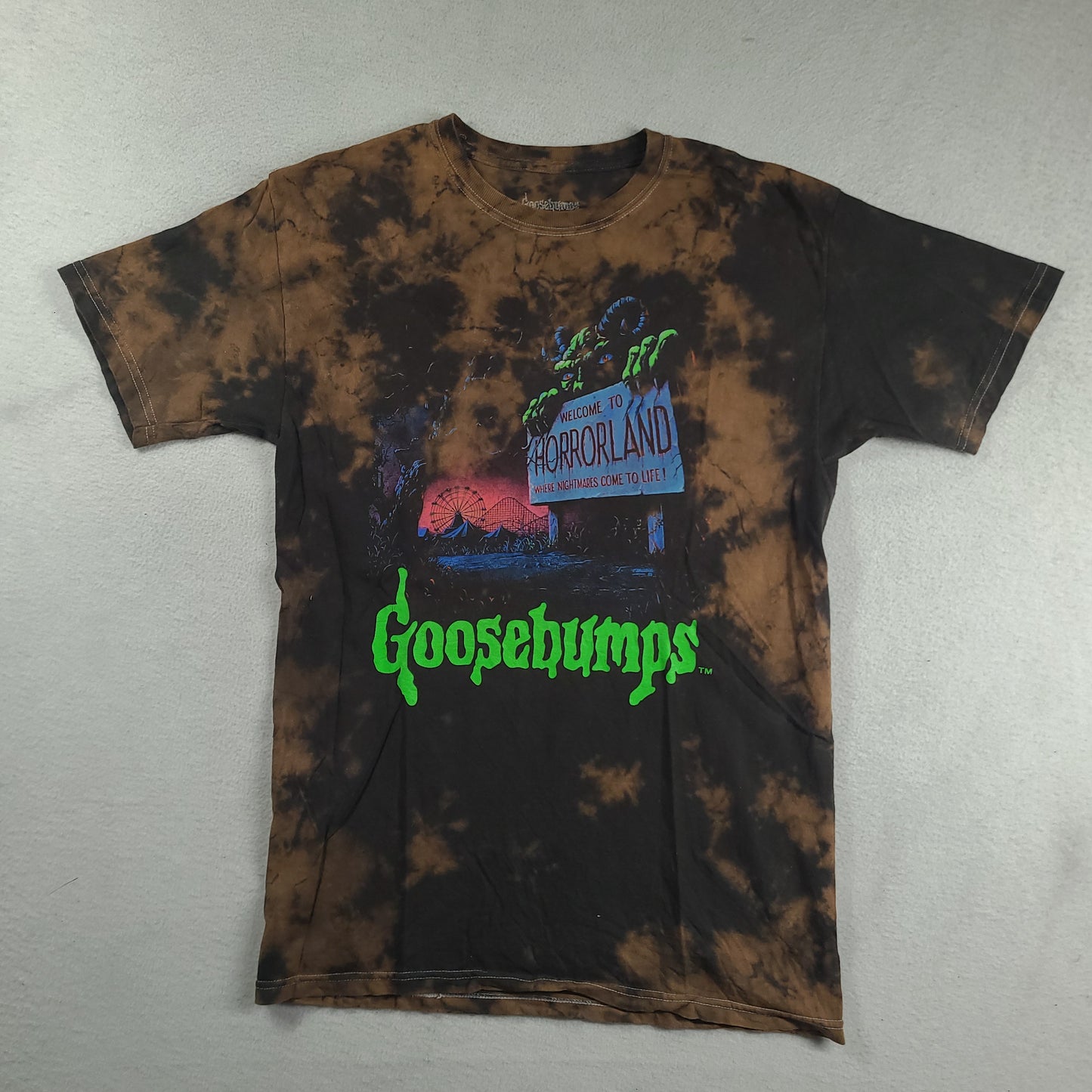 Goosebumps Shirt Horrorland Brown Tie Dye Graphic Tee Size S