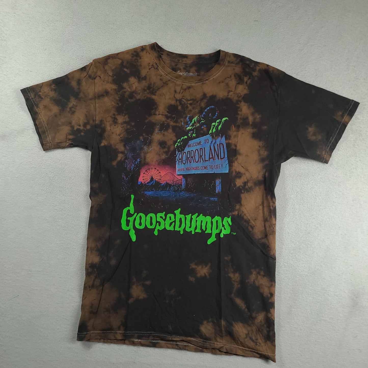 Goosebumps Shirt Horrorland Brown Tie Dye Graphic Tee Size S