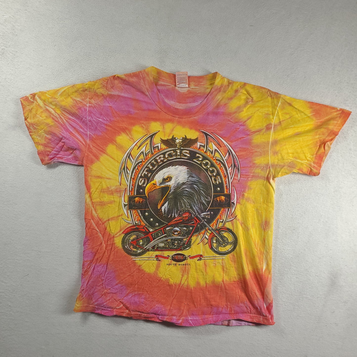 Sturgis Shirt 2003 Size L Cotton Red Orange Pink Short Sleeve Graphic Tee