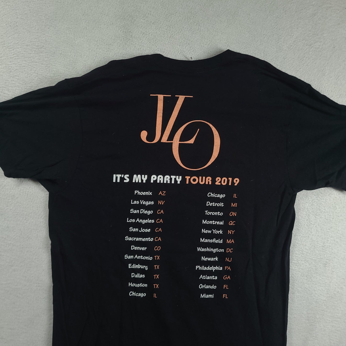 Jennifer Lopez Shirt J Lo 2019 Tour Its My Party Size M Black Cotton Graphic Tee