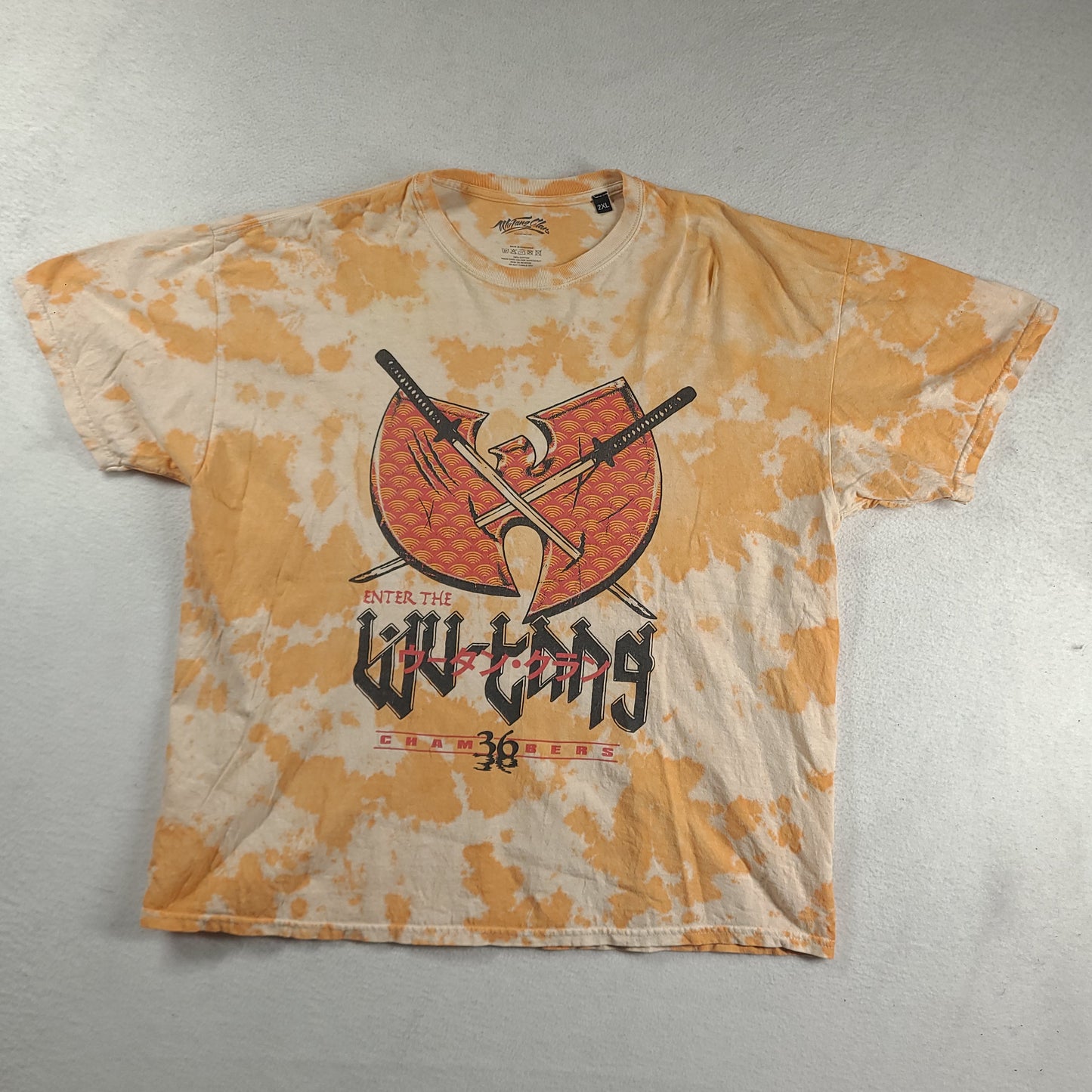 Wu Tang Shirt Size 2XL Cotton Orange Tie Dye Short Sleeve Graphic Tee Rap