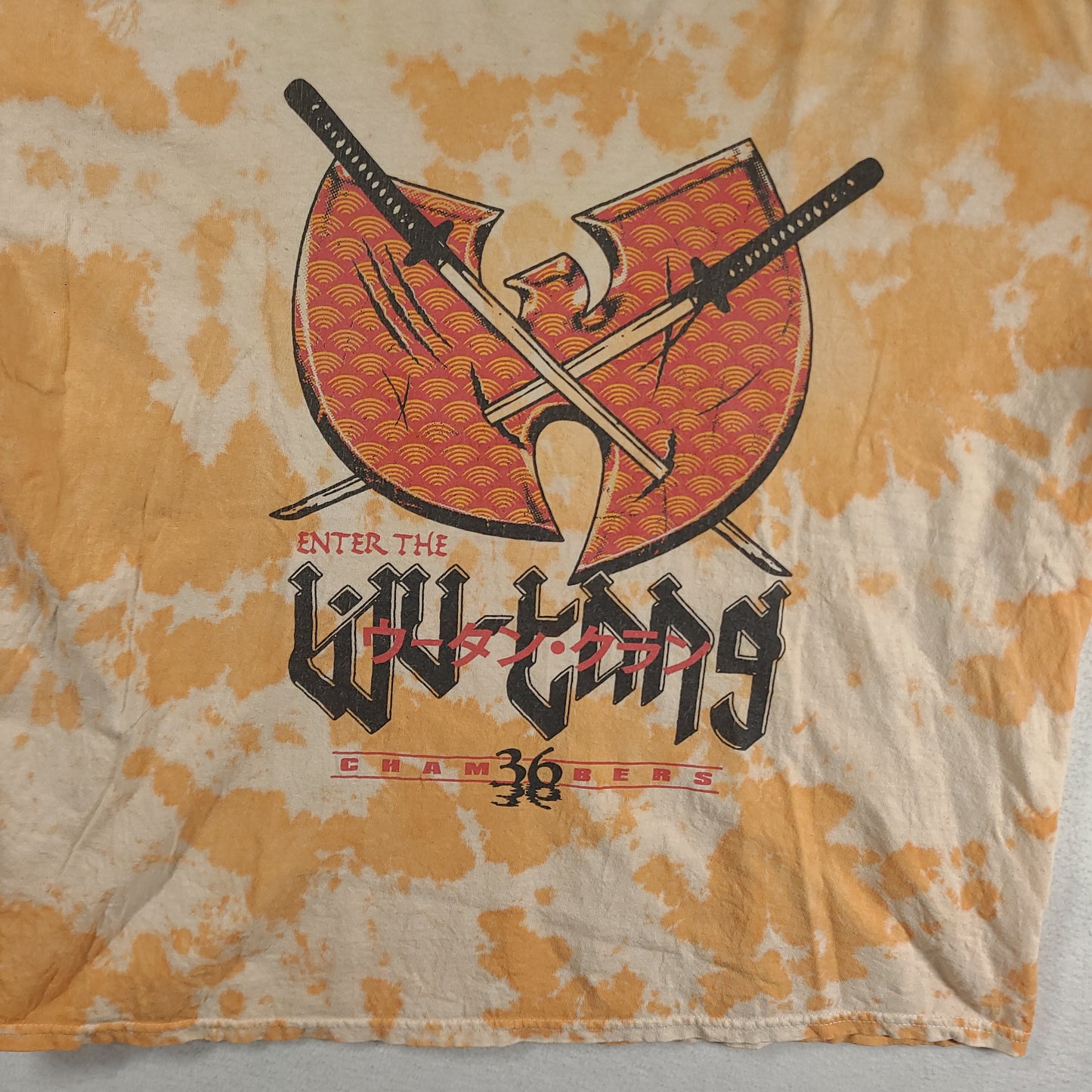 Wu Tang Shirt Size 2XL Cotton Orange Tie Dye Short Sleeve Graphic Tee Rap