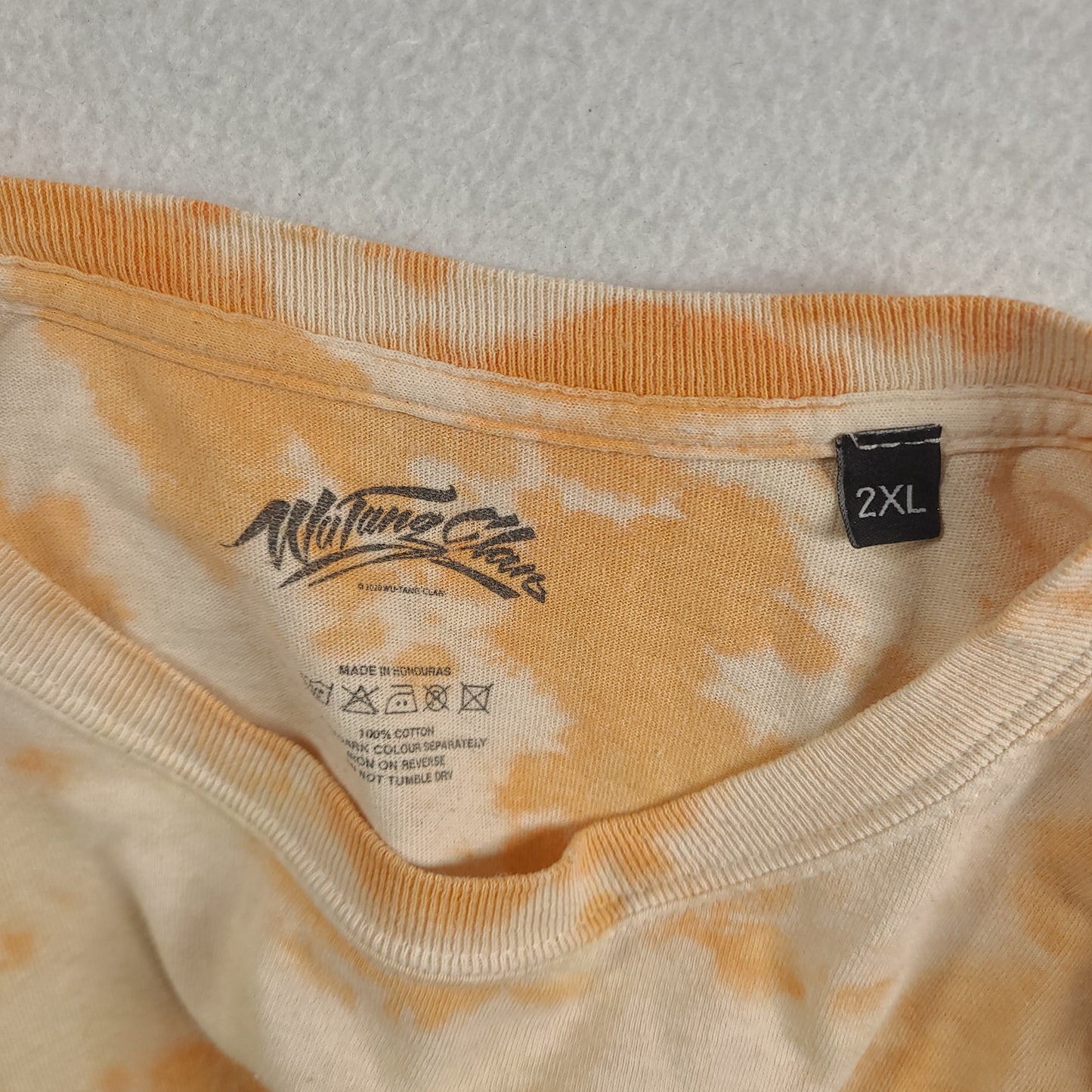Wu Tang Shirt Size 2XL Cotton Orange Tie Dye Short Sleeve Graphic Tee Rap