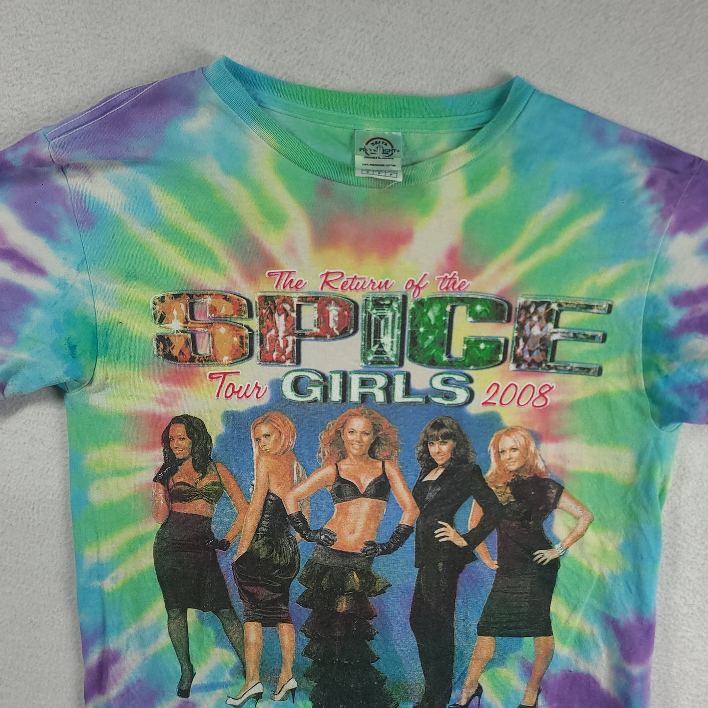 Spice Girls Shirt The Return Tour 2008 Size S Delta Multicoloured Tie Dye