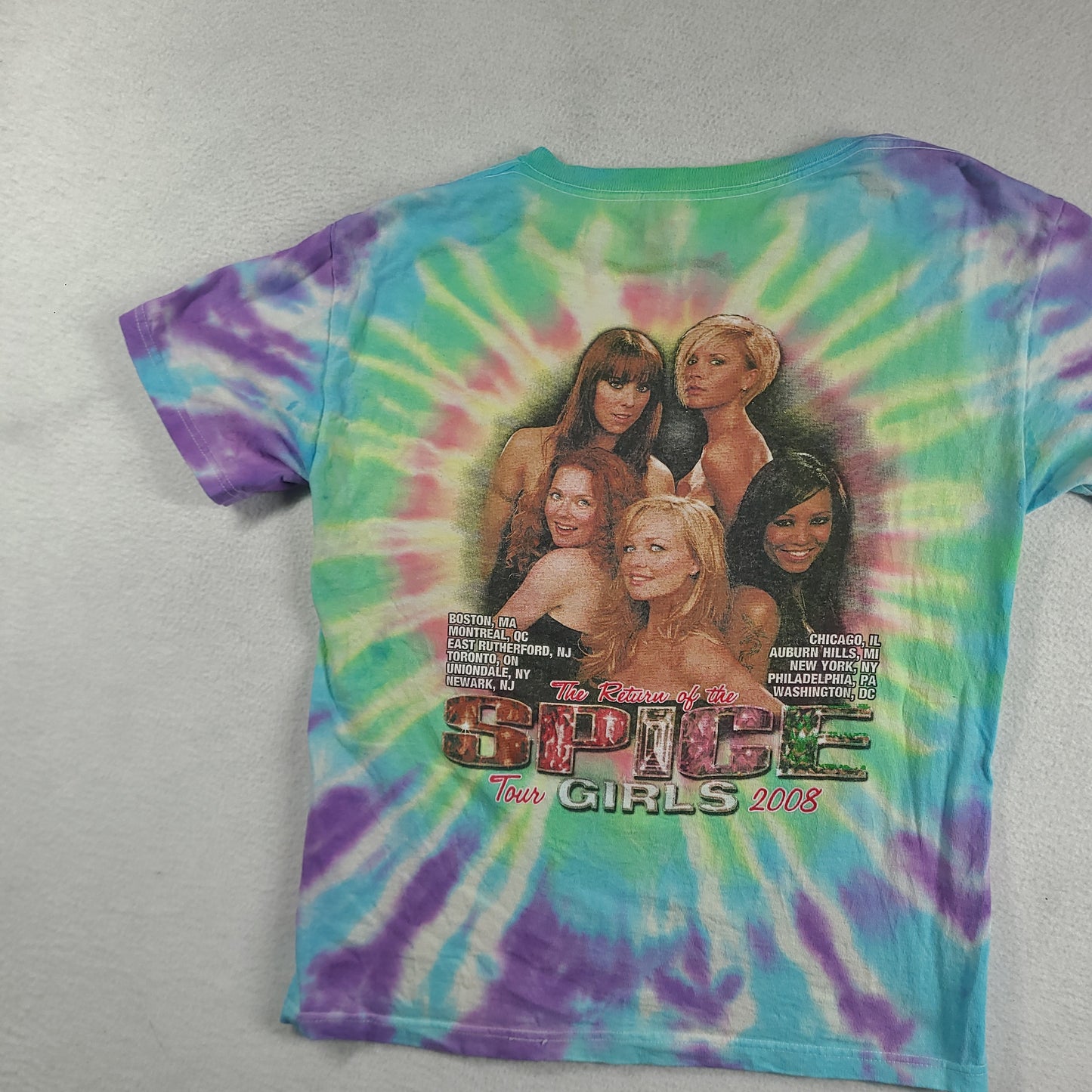 Spice Girls Shirt The Return Tour 2008 Size S Delta Multicoloured Tie Dye