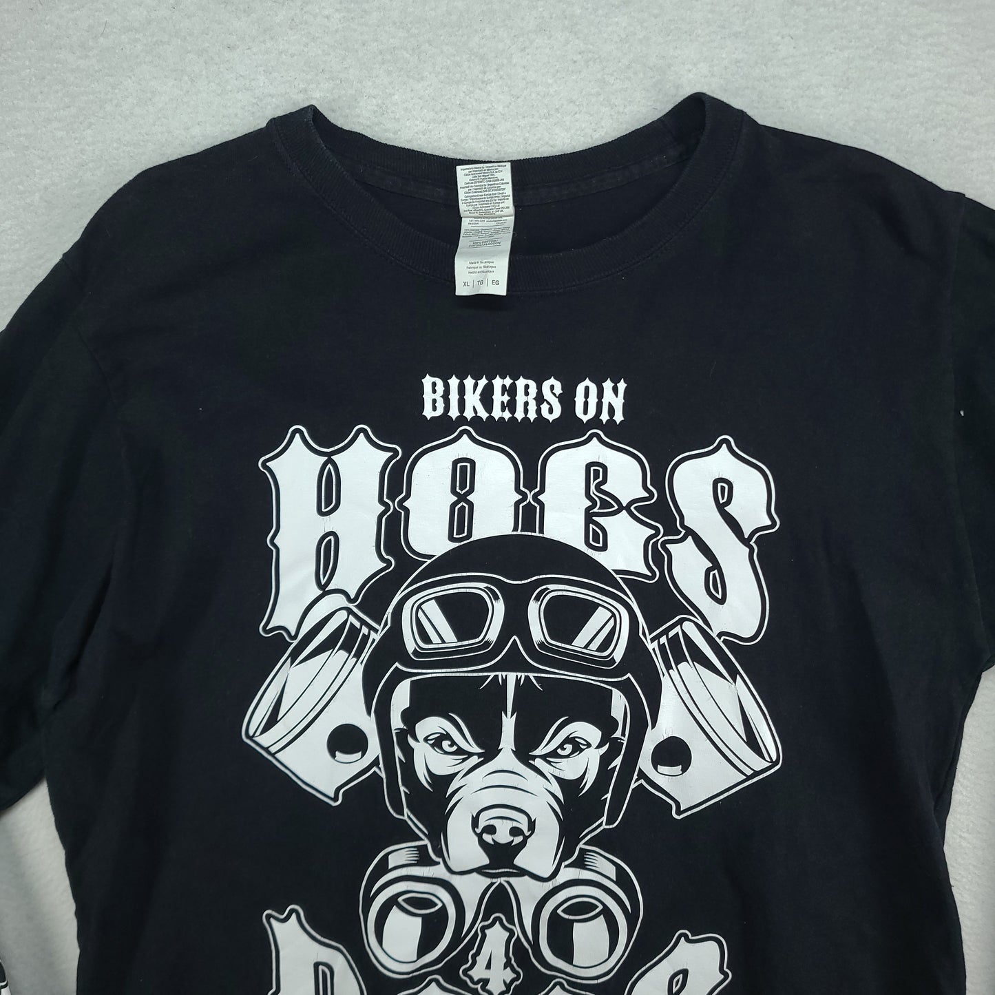 Hogs Dogs Shirt Long Sleeve Black Graphic Tee Size XL Biker