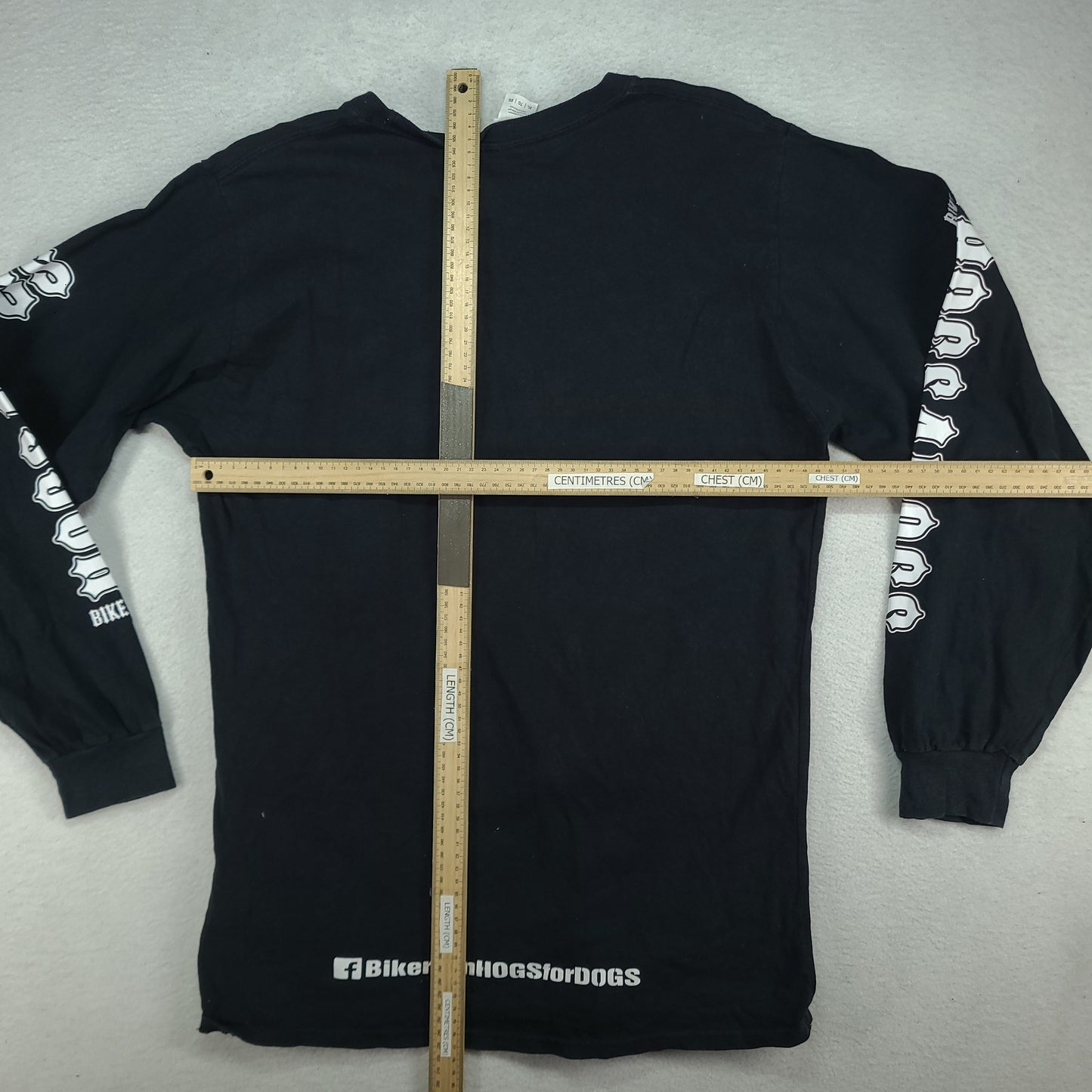 Hogs Dogs Shirt Long Sleeve Black Graphic Tee Size XL Biker