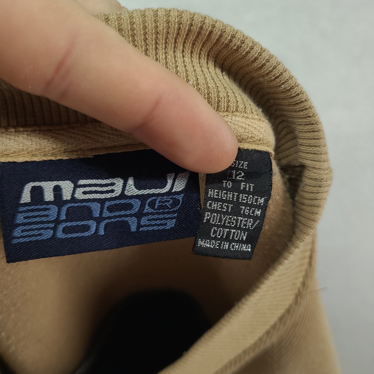 Maui and Sons Sweater Size 12 Pullover Beige Blue Y2K Surf Youth or Womens