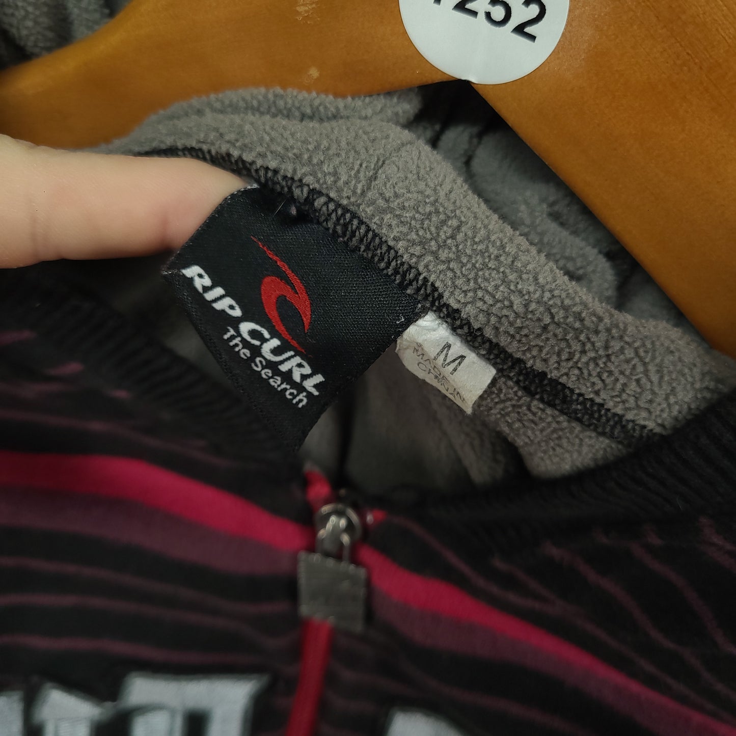 Rip Curl Hoodie Full Zip Y2K Red Black Size M Adult Cotton