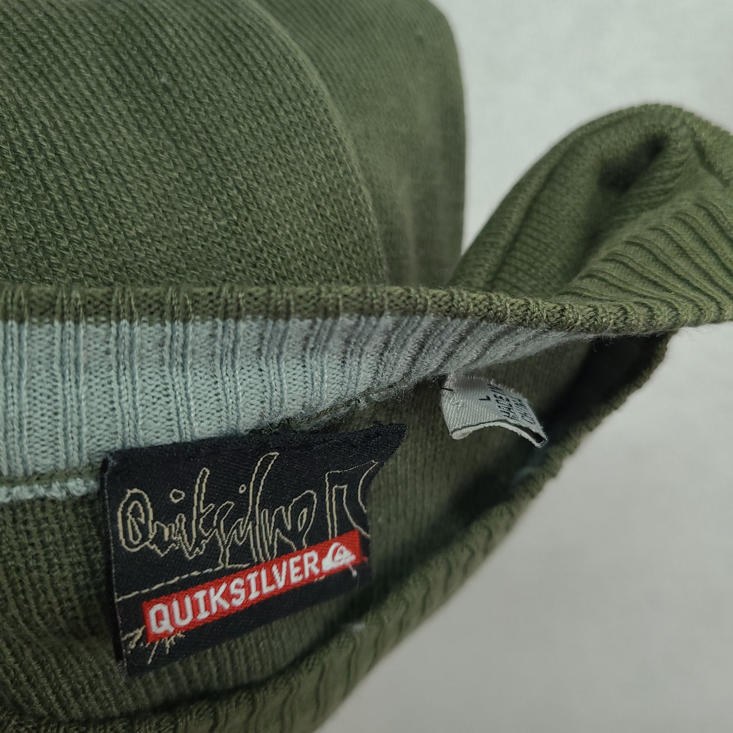 Quiksilver Sweater Green Knit Pullover Distressed Size L Adult Y2K Surf