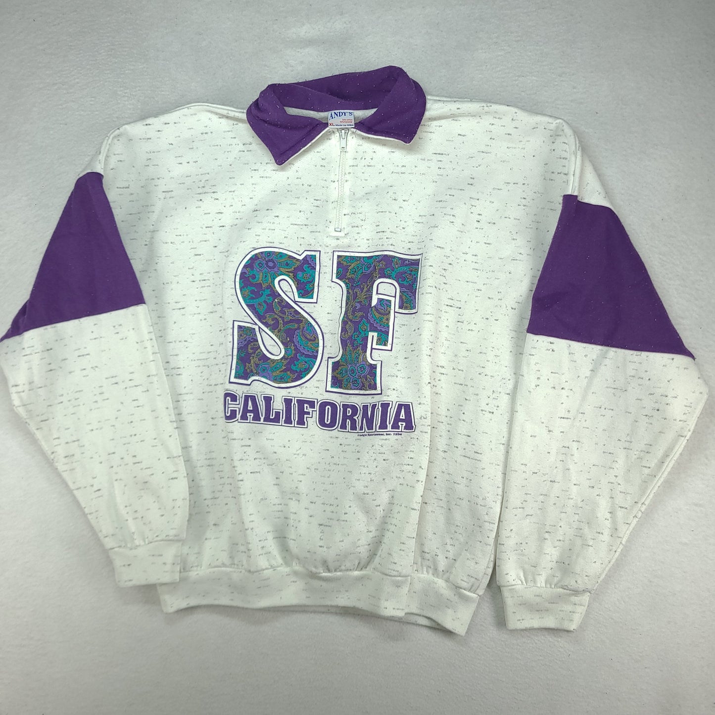 Vintage SF California Jumper Pullover White Made in USA XL Andys Polyester Cotton