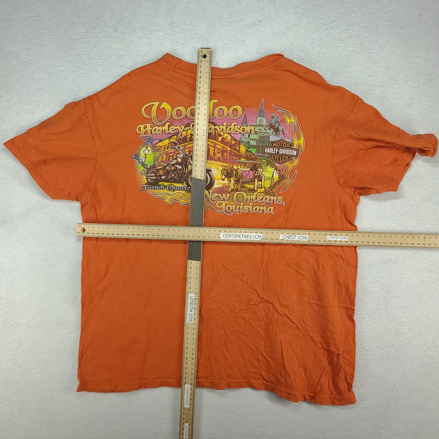 Harley Davidson Shirt Orange Size L Voodoo New Orleans Louisiana French Quarter