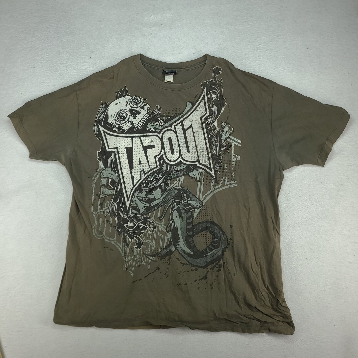 Tapout Shirt Grey Y2K Short Sleeve Spellout Tee Faded Atomic XL