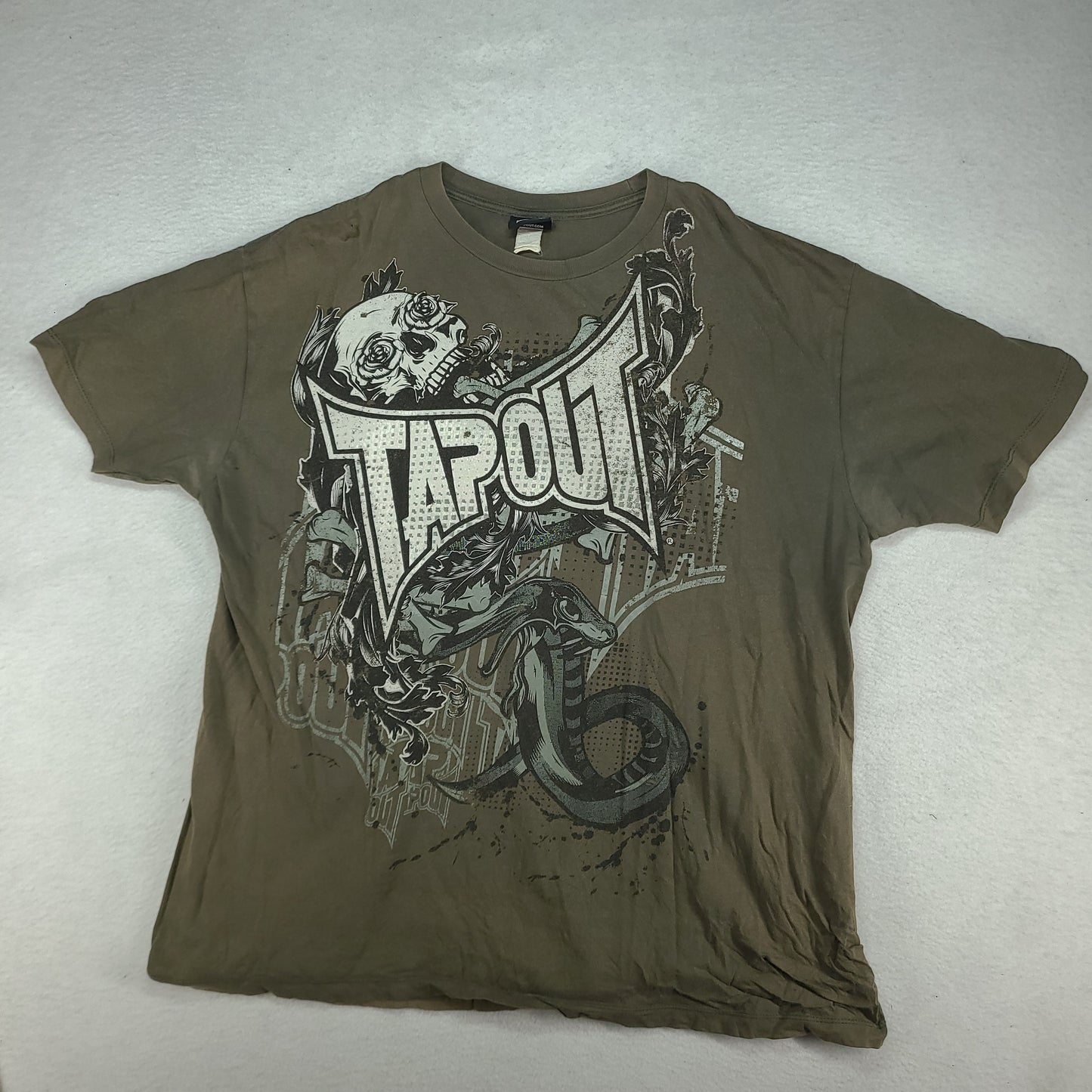Tapout Shirt Grey Y2K Short Sleeve Spellout Tee Faded Atomic XL
