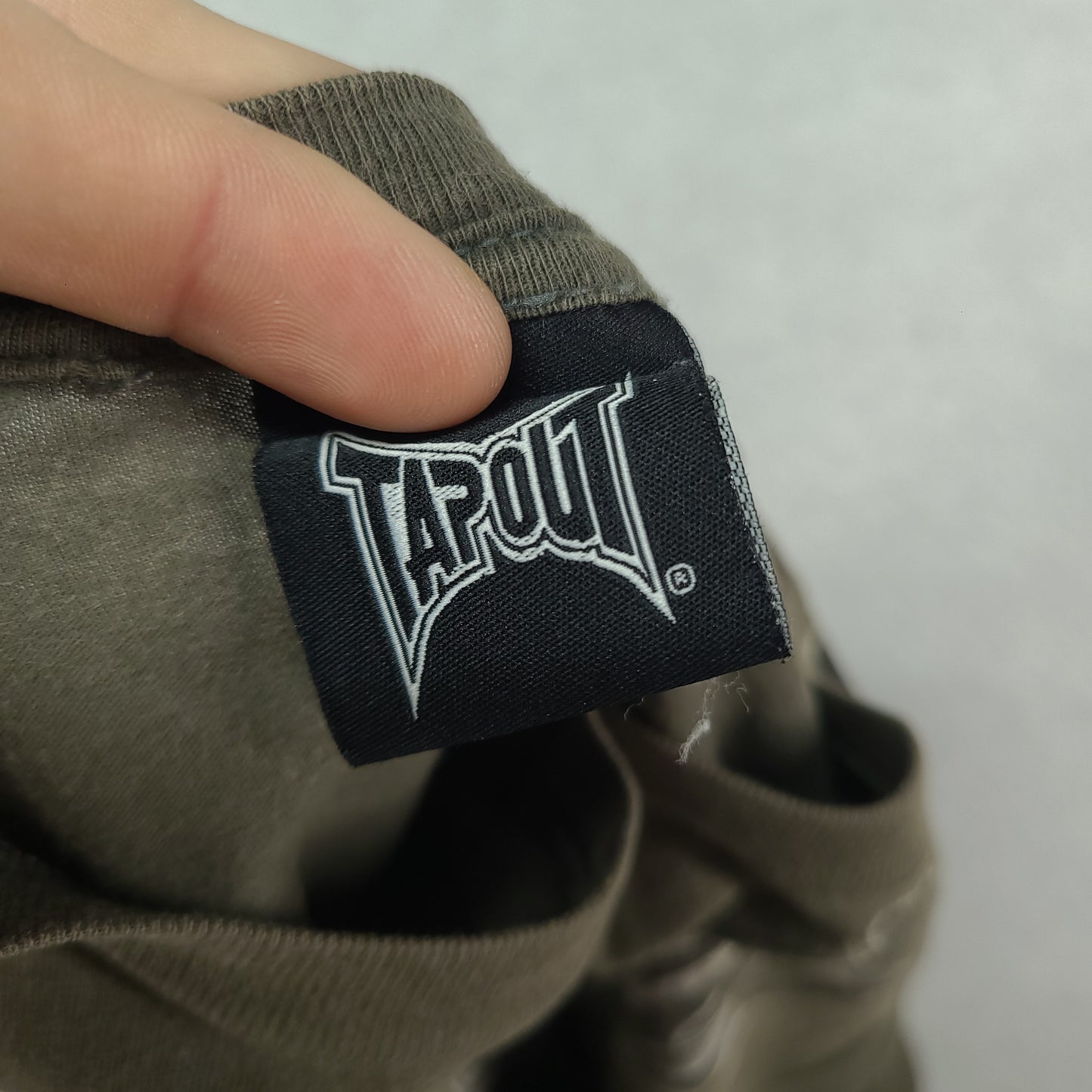 Tapout Shirt Grey Y2K Short Sleeve Spellout Tee Faded Atomic XL