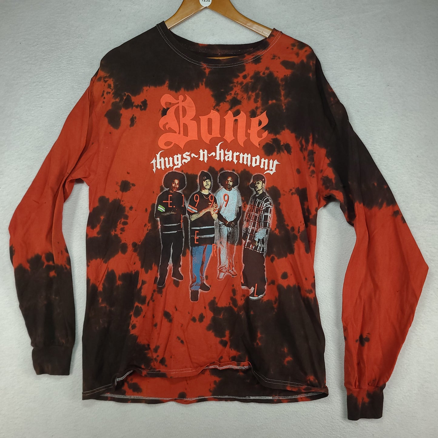 Bone Thugs N Harmony Shirt Long Sleeve Red Black Tie Dye Size L Cotton
