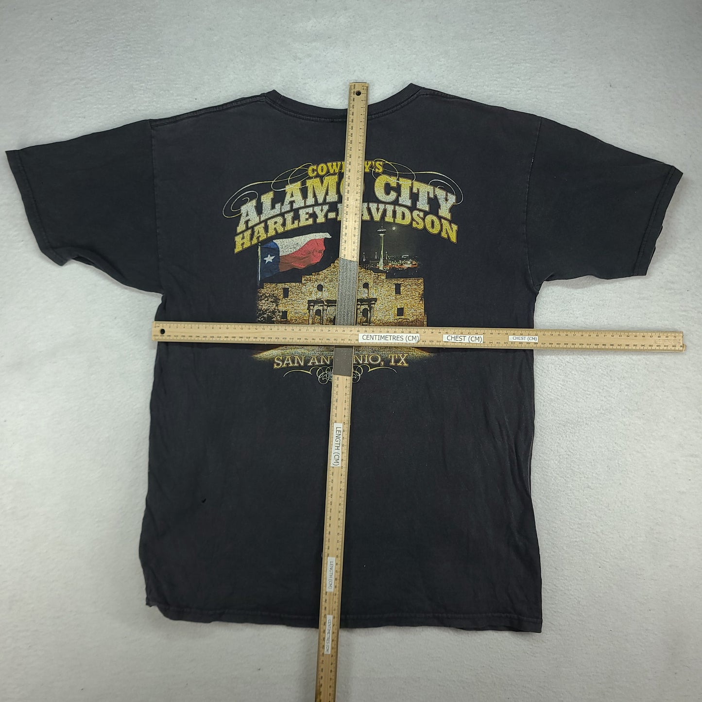 Harley Davidson Shirt Black Short Sleeve Graphic Tee Size L Alamo City San Antonio Eagle
