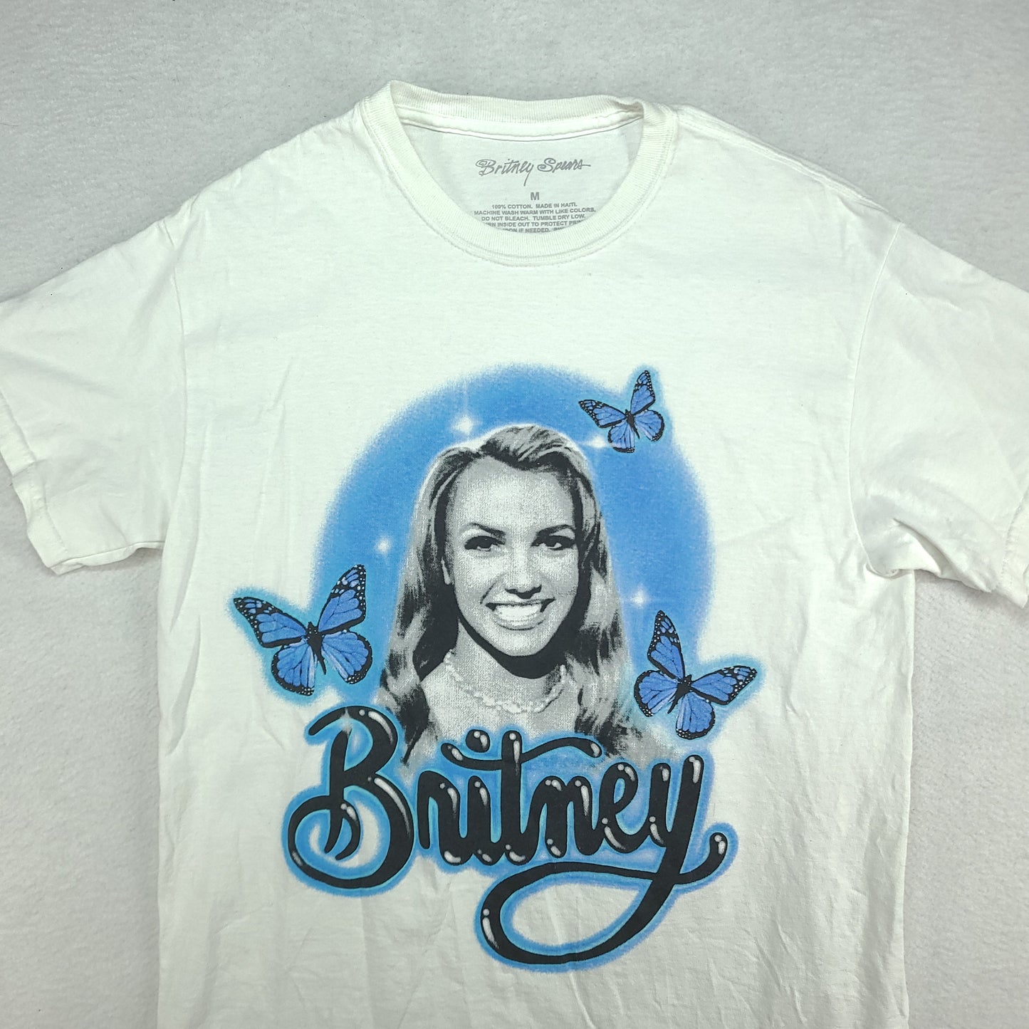 Britney Spears Shirt White Short Sleeve Graphic Tee Size M Cotton Adult Casual