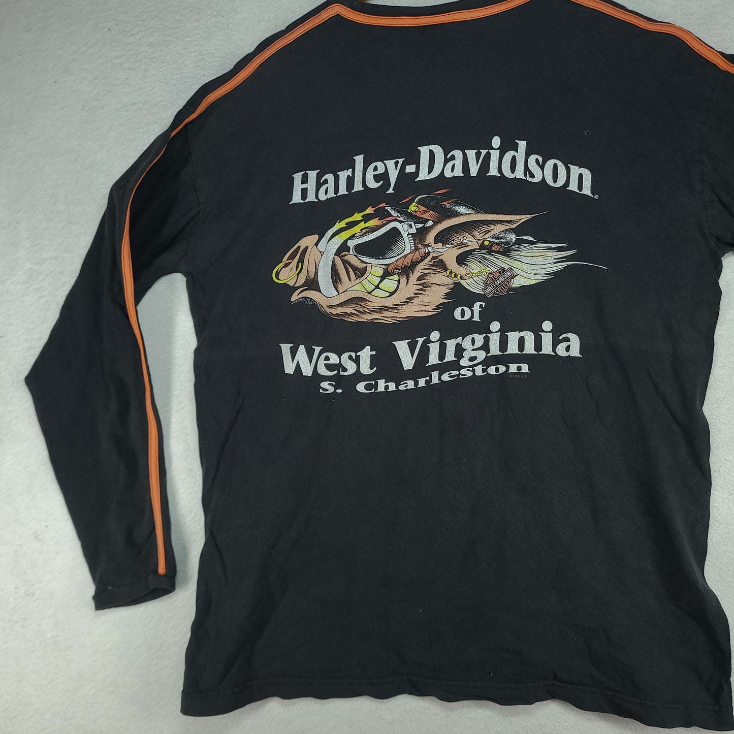 Vintage Harley Davidson Shirt XL Long Sleeve Hog Boar Rare West Virginia 1998