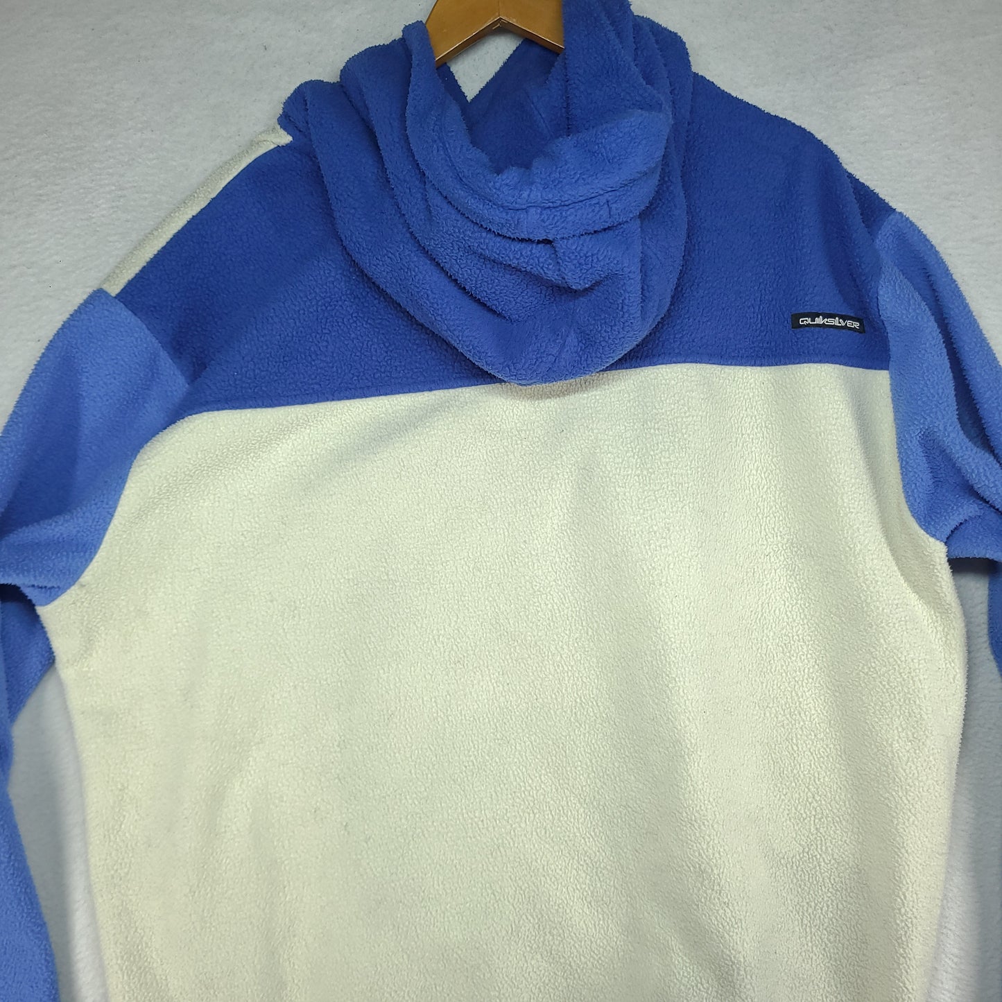 Quiksilver Hoodie Jumper Size 2XL Blue White Fleece Pullover Adult