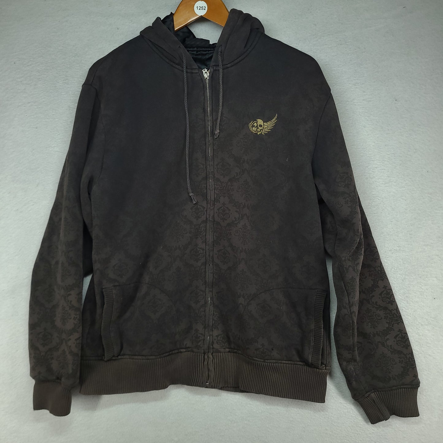 Billabong Hoodie Jumper Grey Full Zip Y2K Size M Slim Fit Cotton Polyester Blend