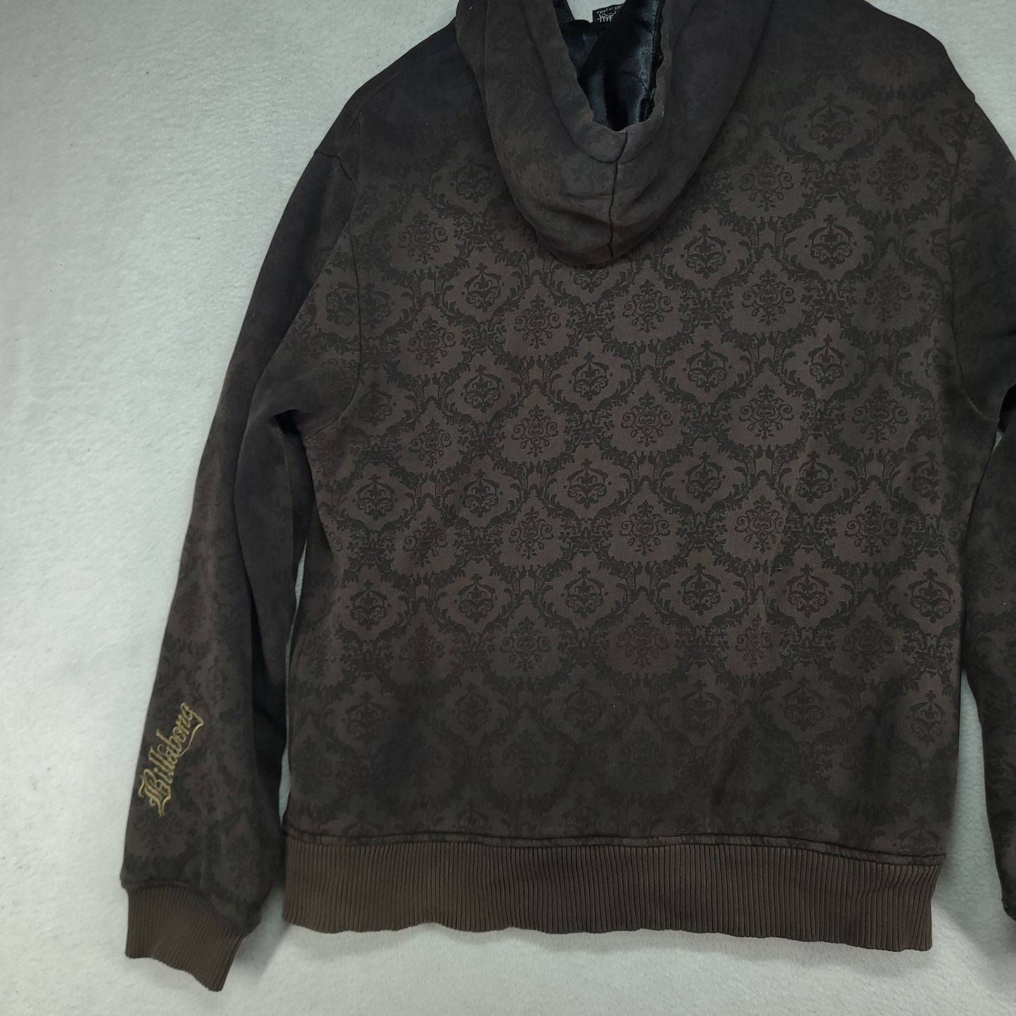 Billabong Hoodie Jumper Grey Full Zip Y2K Size M Slim Fit Cotton Polyester Blend
