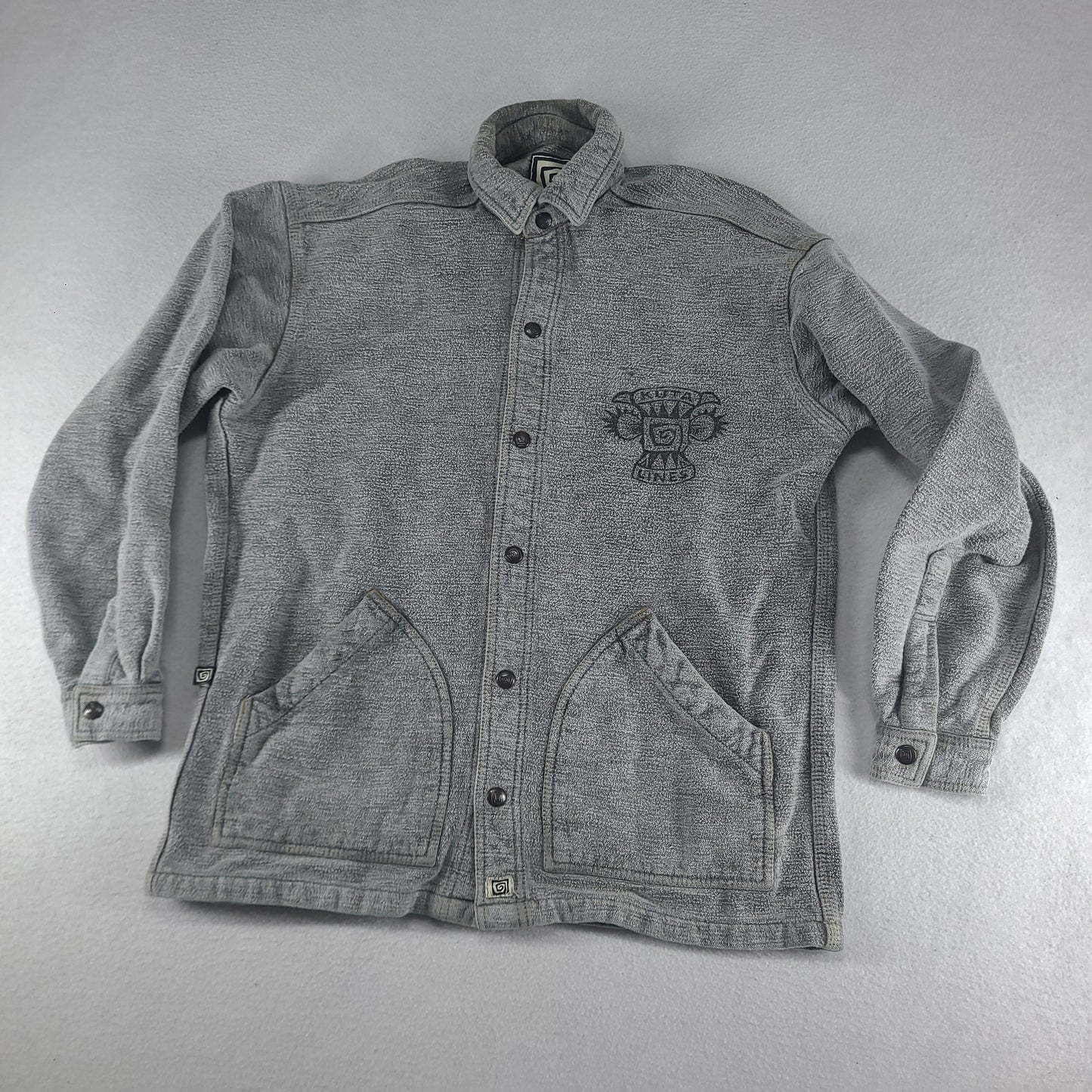 Vintage Kuta Lines Shirt Heavyweight Jumper Style Snap Button Size S Cotton