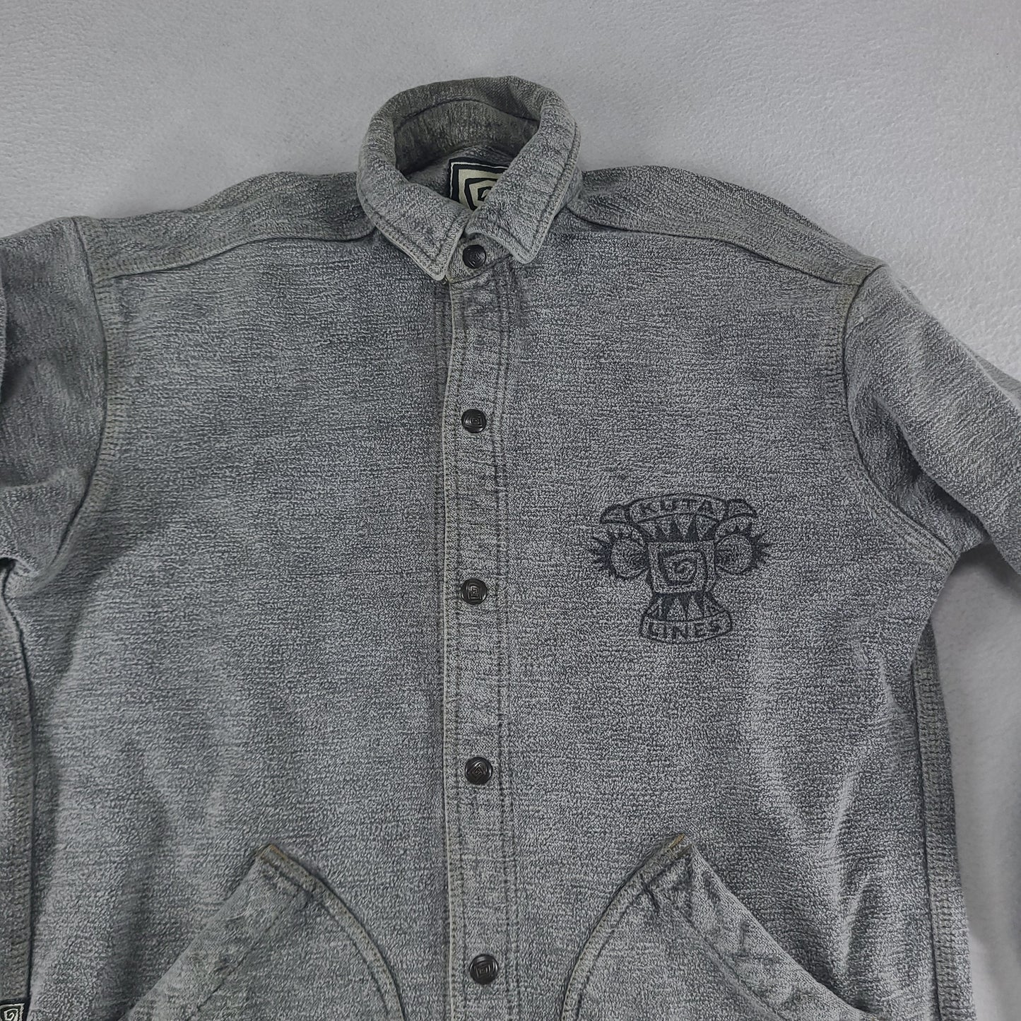 Vintage Kuta Lines Shirt Heavyweight Jumper Style Snap Button Size S Cotton