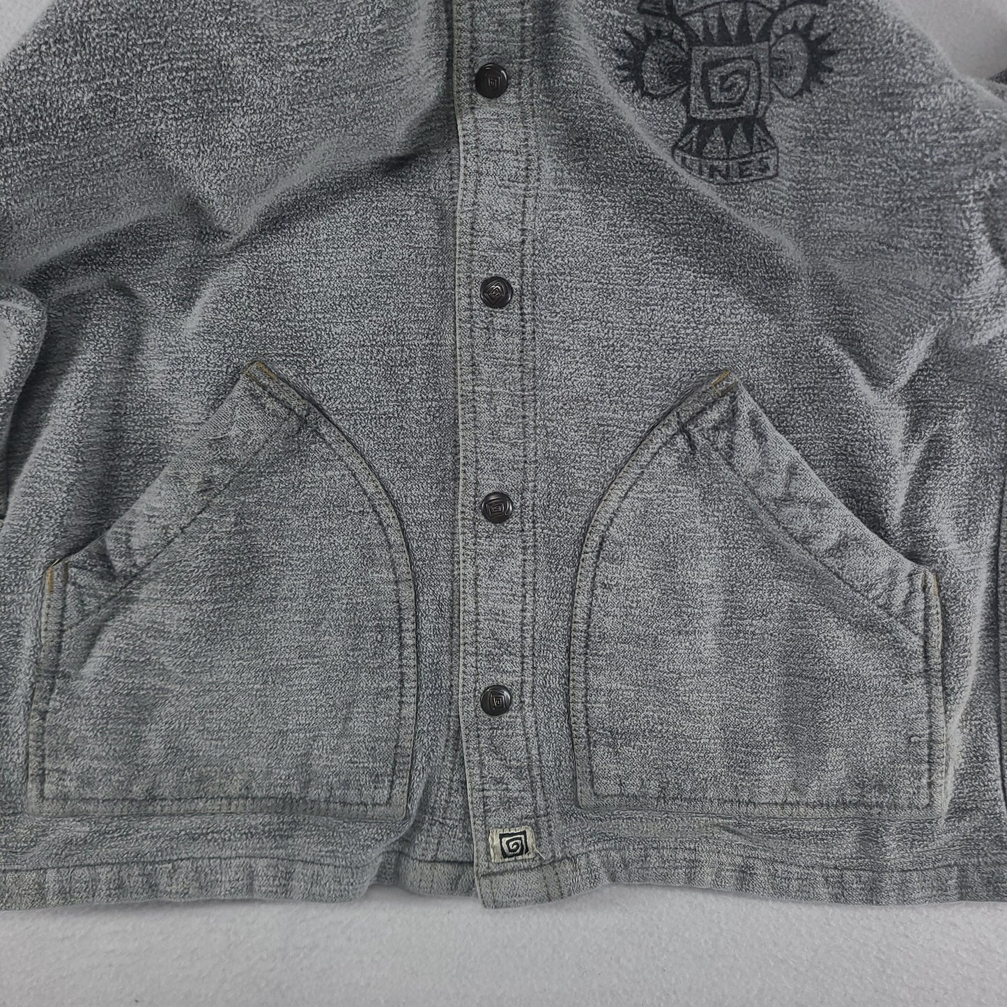 Vintage Kuta Lines Shirt Heavyweight Jumper Style Snap Button Size S Cotton