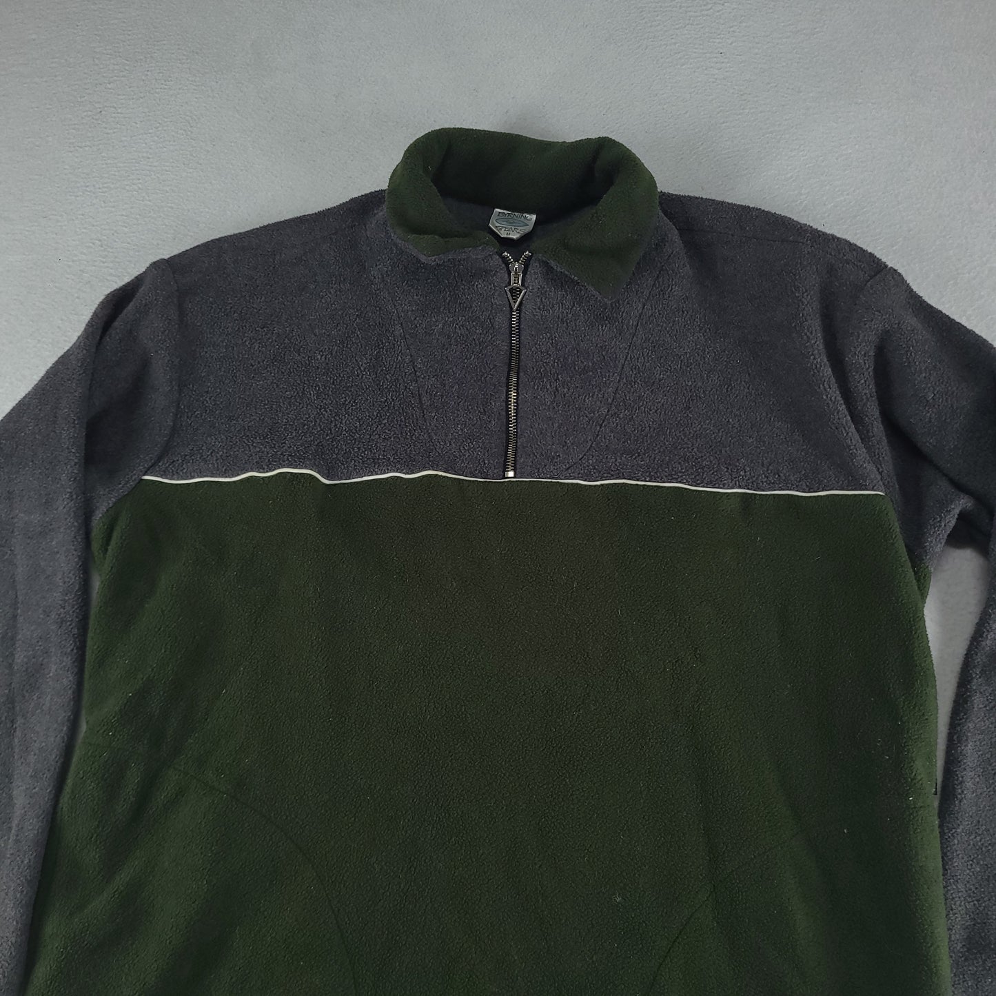 Vintage Byrning Spears Jumper Pullover Quarter Zip Adult Green Grey Size M
