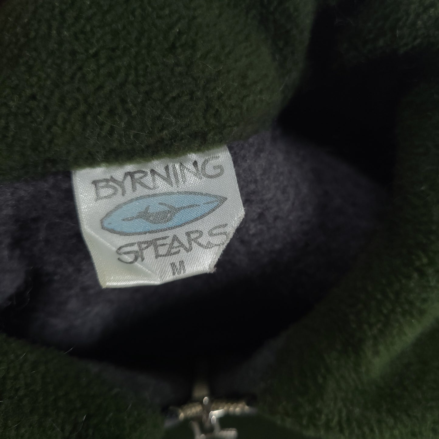 Vintage Byrning Spears Jumper Pullover Quarter Zip Adult Green Grey Size M
