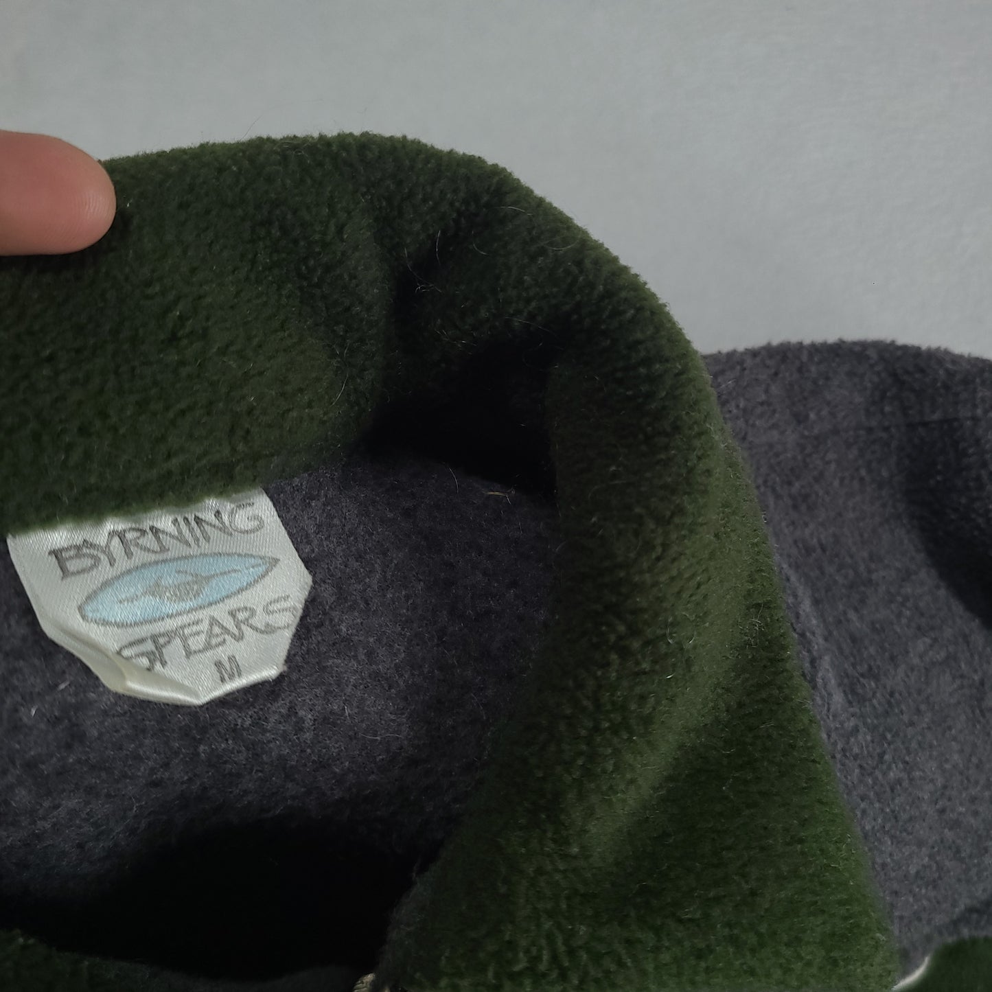 Vintage Byrning Spears Jumper Pullover Quarter Zip Adult Green Grey Size M