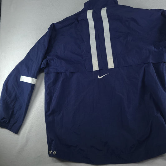 Vintage Nike Windbreaker Jacket Blue Zip Pockets Adult Size L Made in Thailand