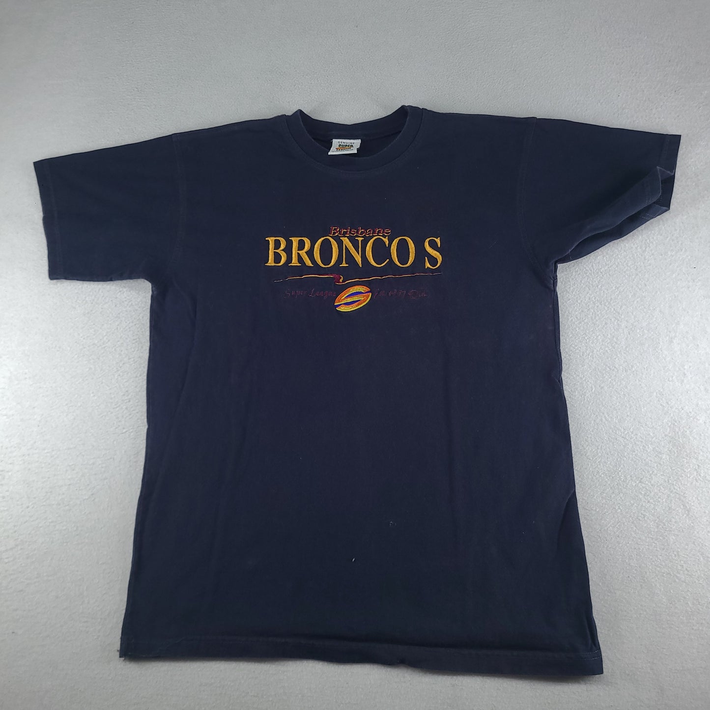 Vintage Brisbane Broncos Shirt Superleague Blue Size L Cotton Adult Mens