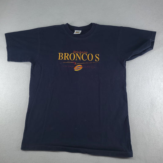 Vintage Brisbane Broncos Shirt Superleague Blue Size L Cotton Adult Mens